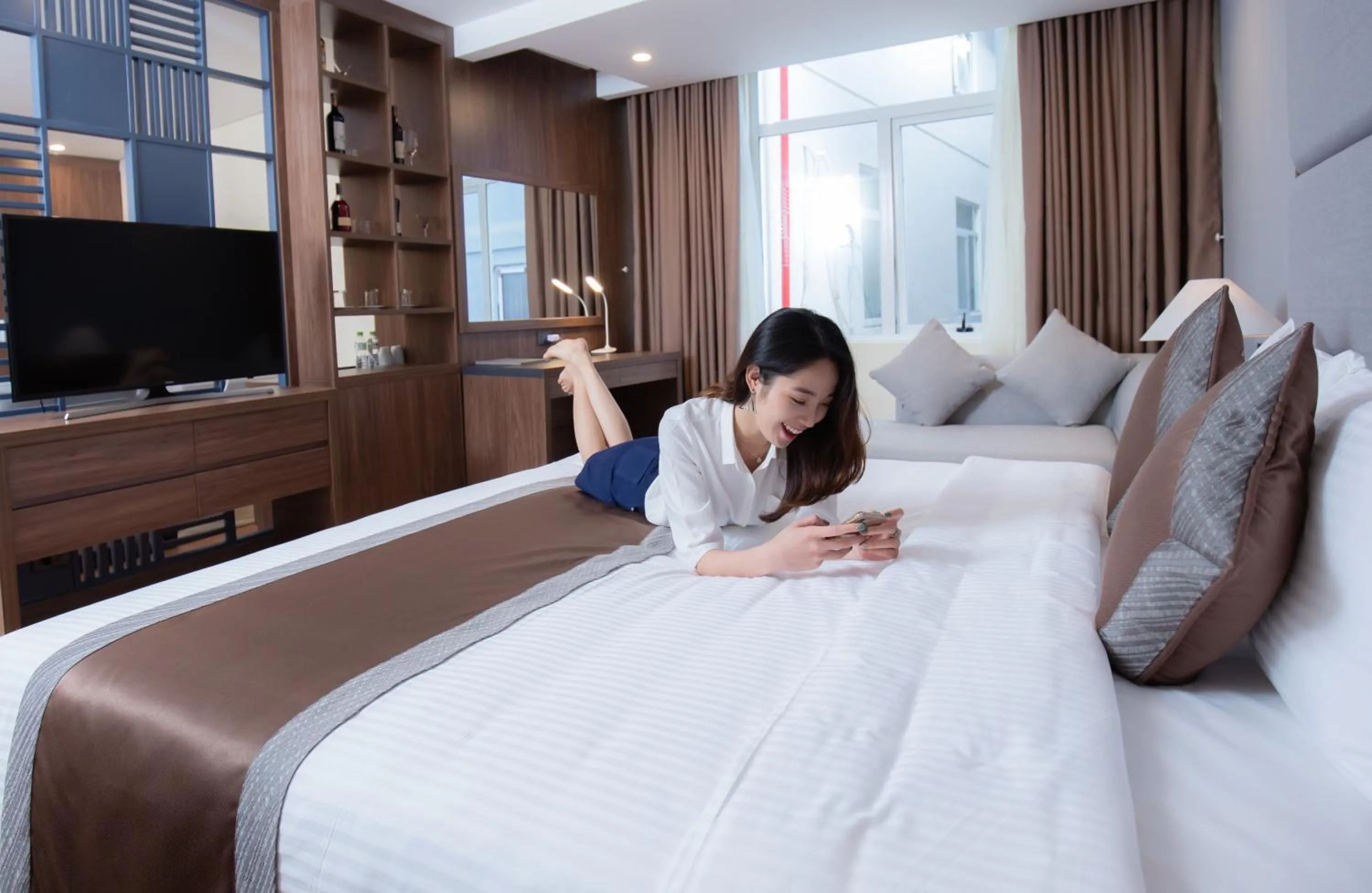 Bed in Muong Thanh Sapa Hotel