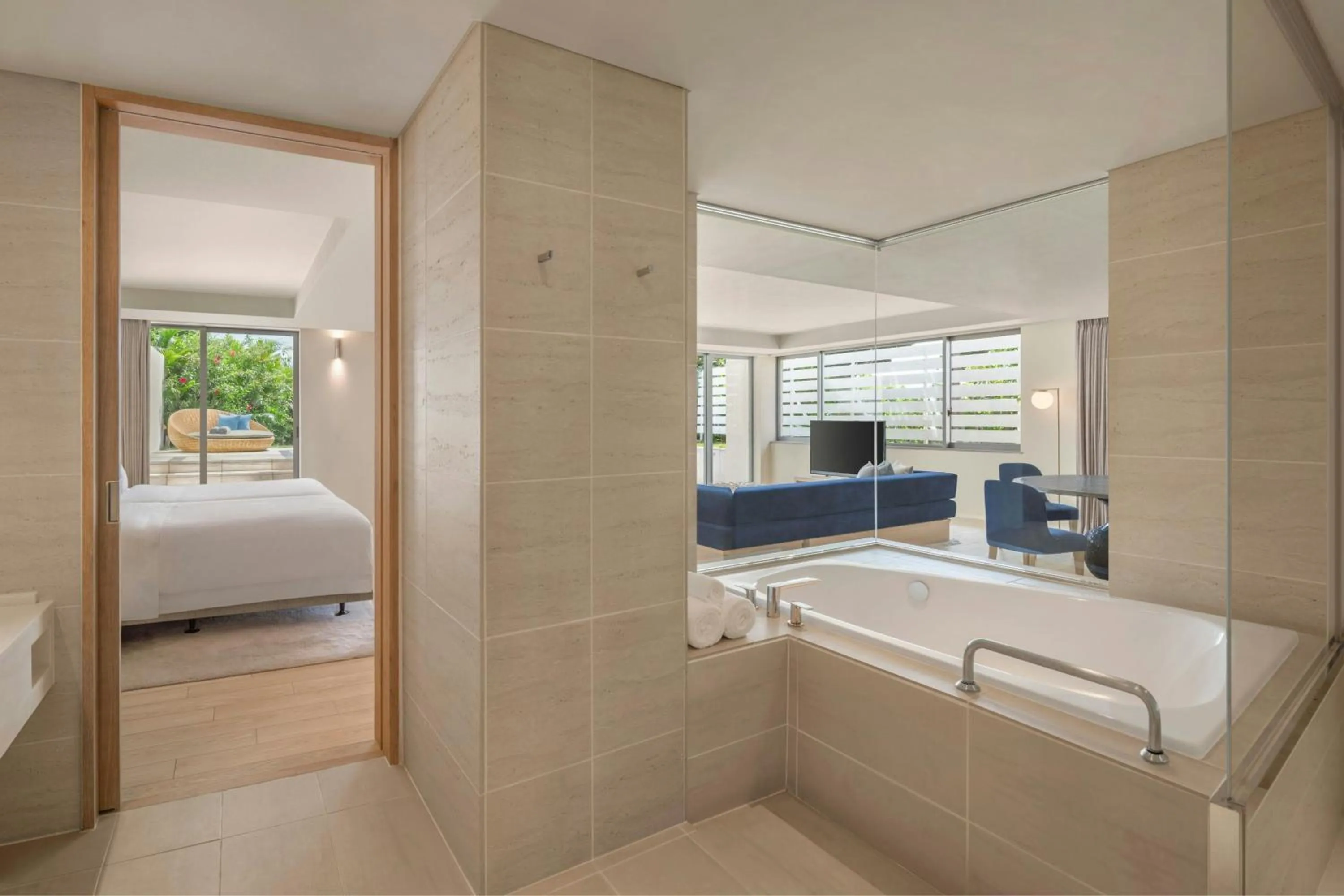 Bathroom, Bed in IRAPH SUI, a Luxury Collection Hotel, Miyako Okinawa
