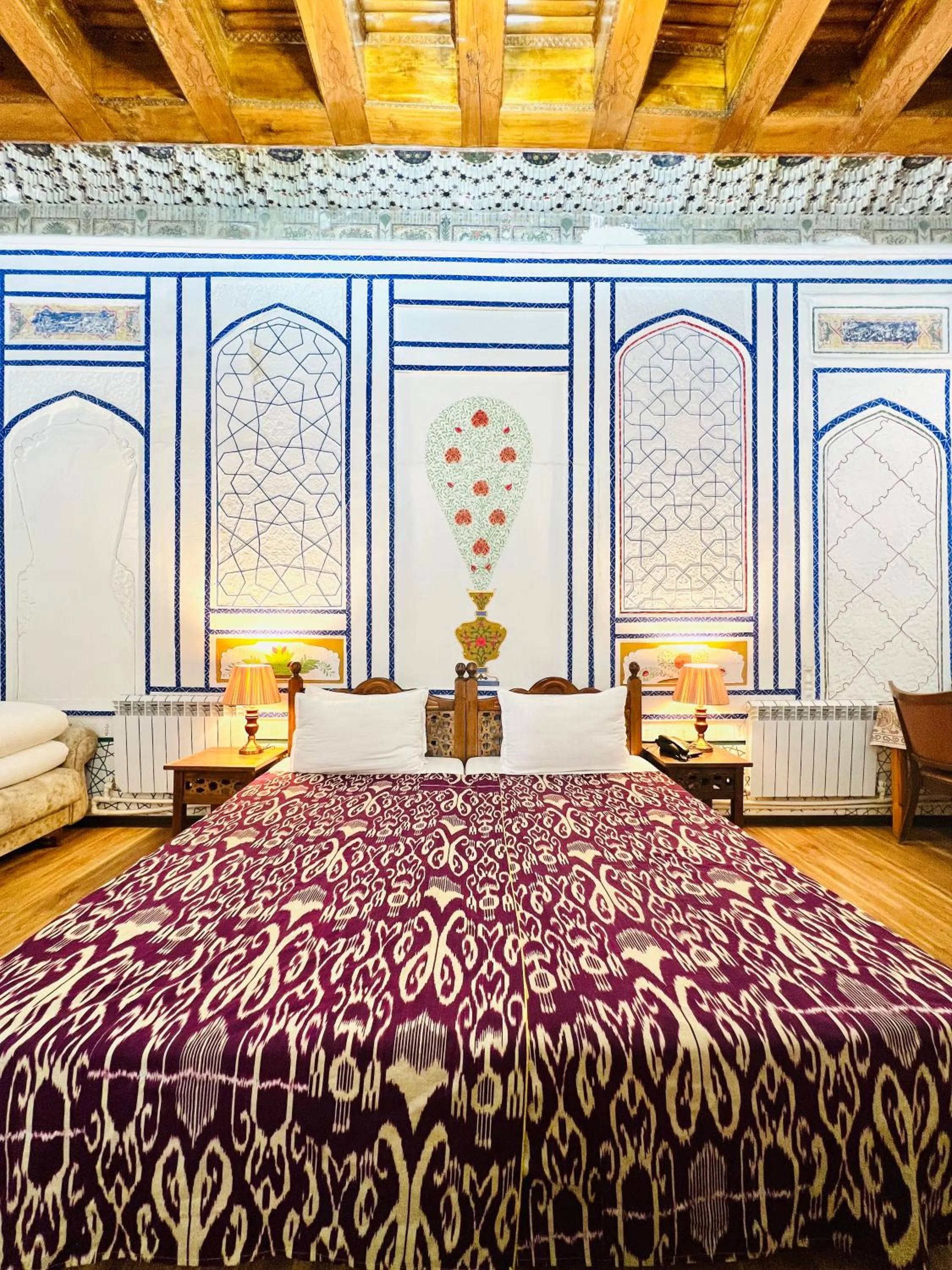 Bed in Komil Bukhara Boutique Hotel