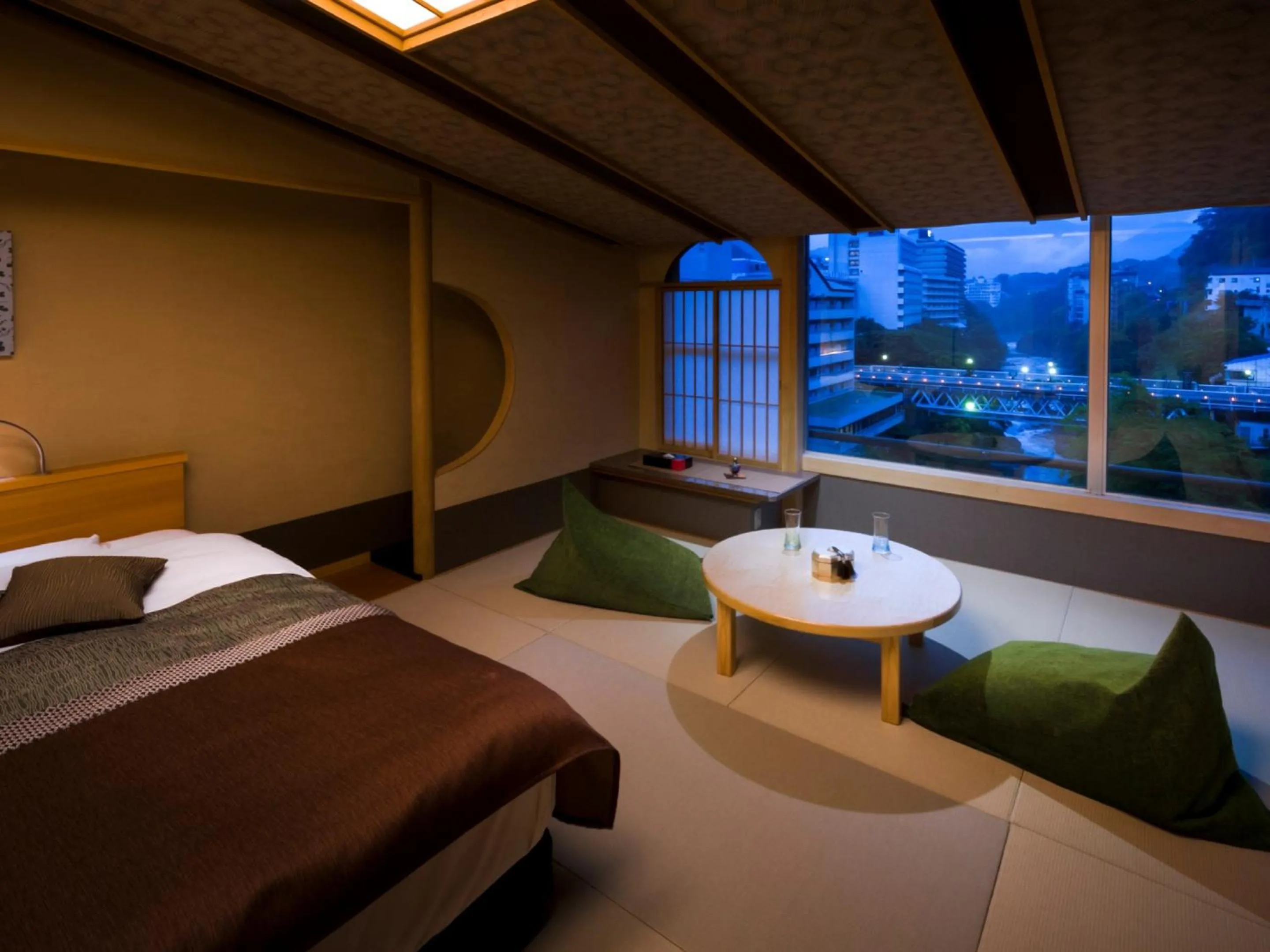 River view, Bed in Kinugawa Plaza Hotel
