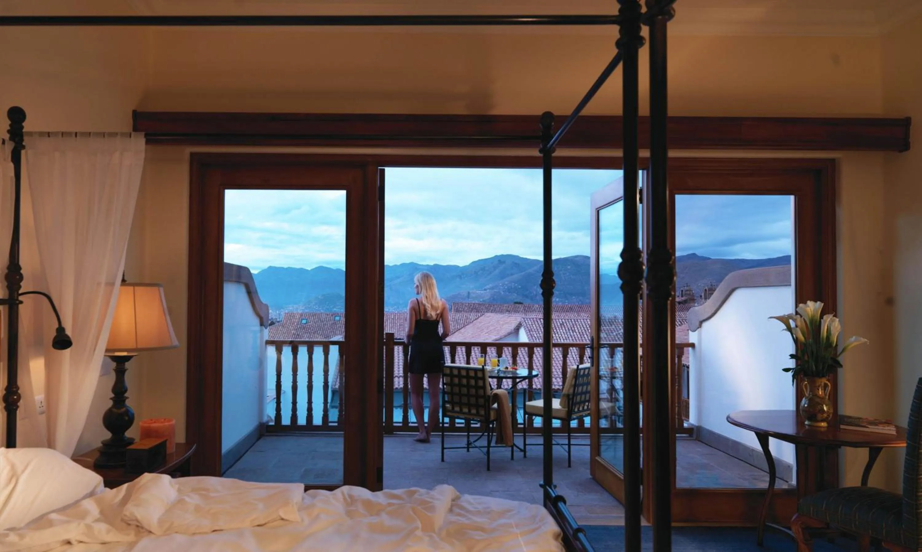 Balcony/Terrace, Bed in Palacio Nazarenas, A Belmond Hotel, Cusco