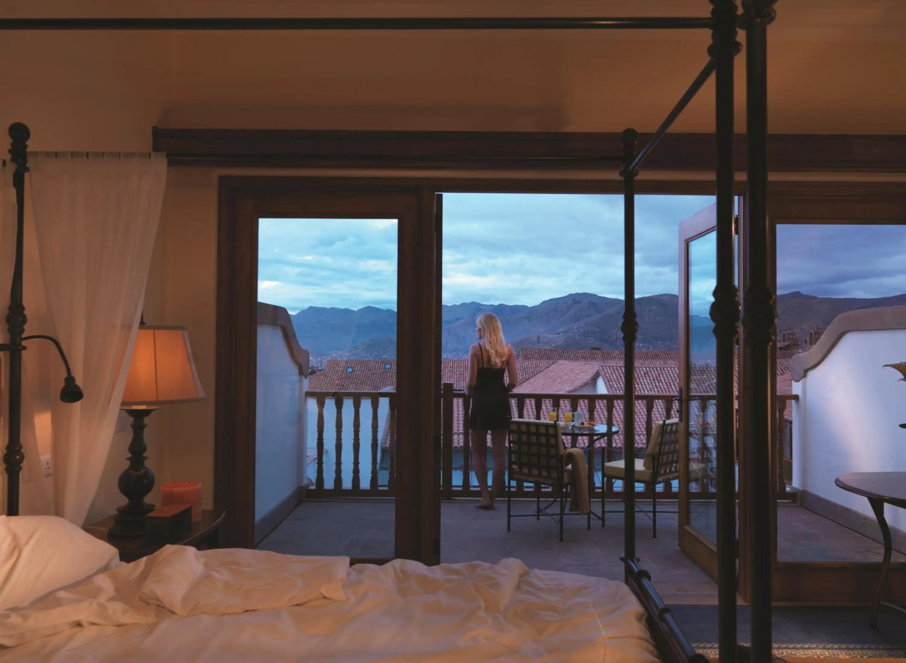 Balcony/Terrace, Bed in Palacio Nazarenas, A Belmond Hotel, Cusco