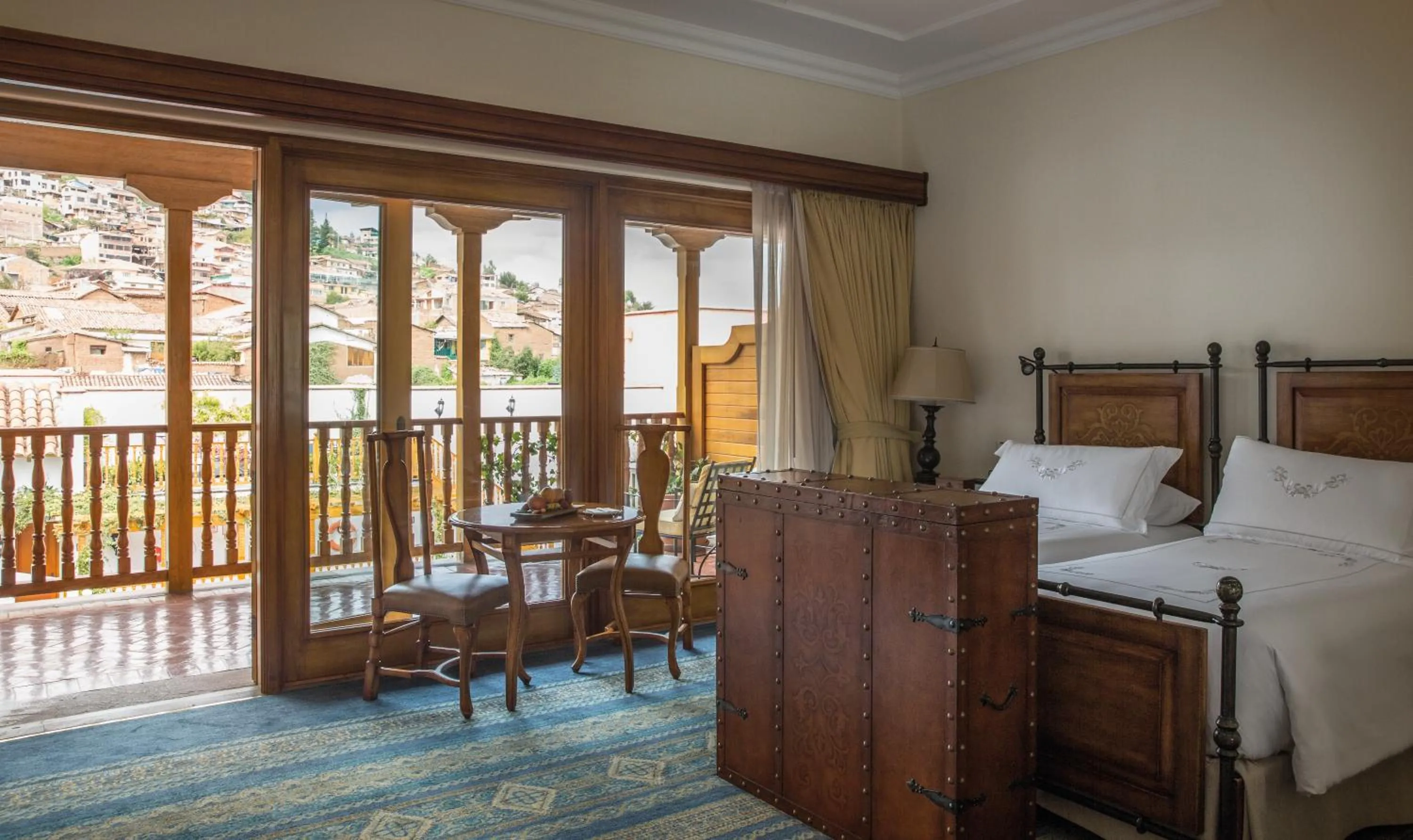 View (from property/room), Bed in Palacio Nazarenas, A Belmond Hotel, Cusco