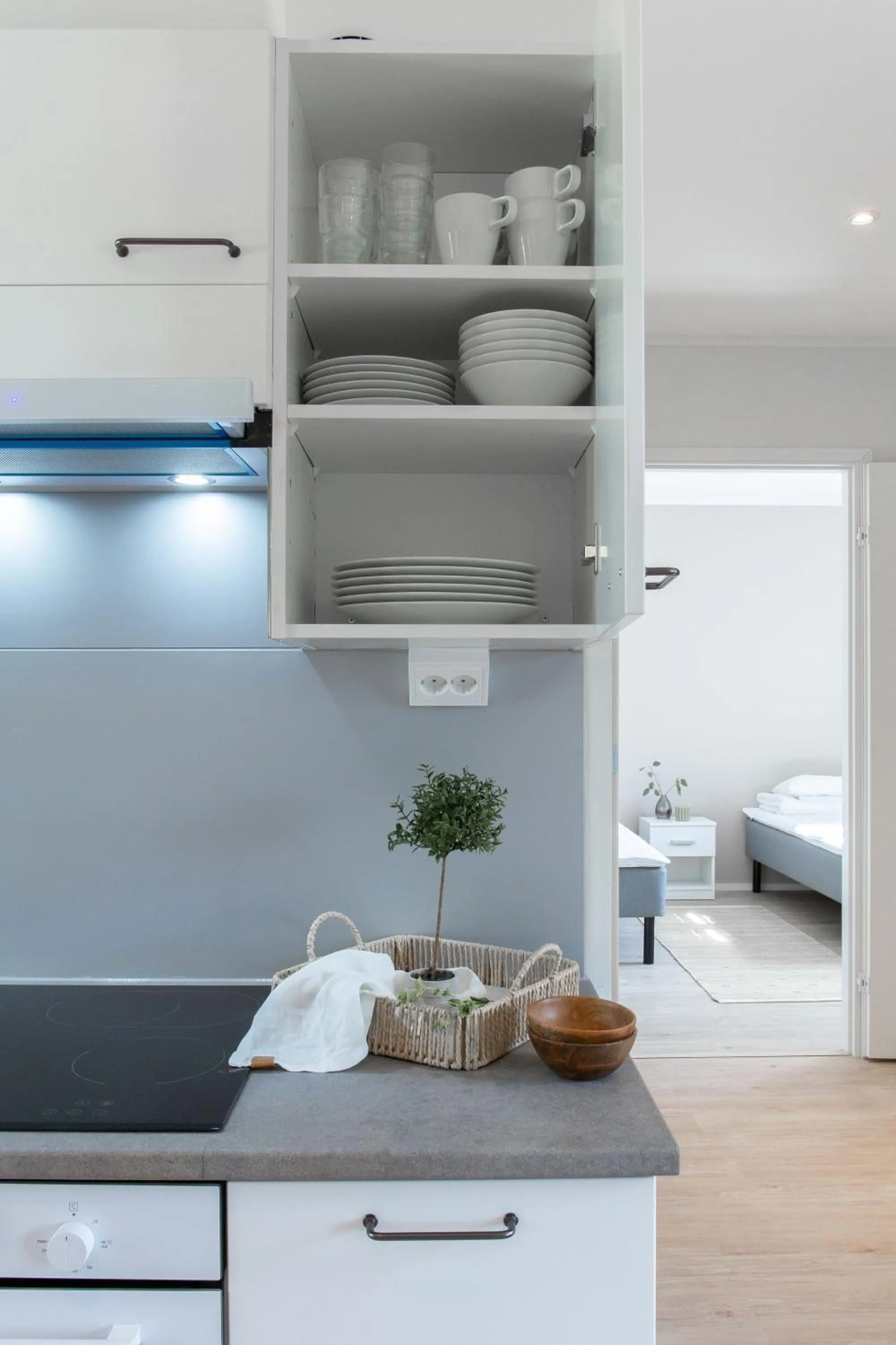 Kitchen or kitchenette, Bed in Visulahti Cottages