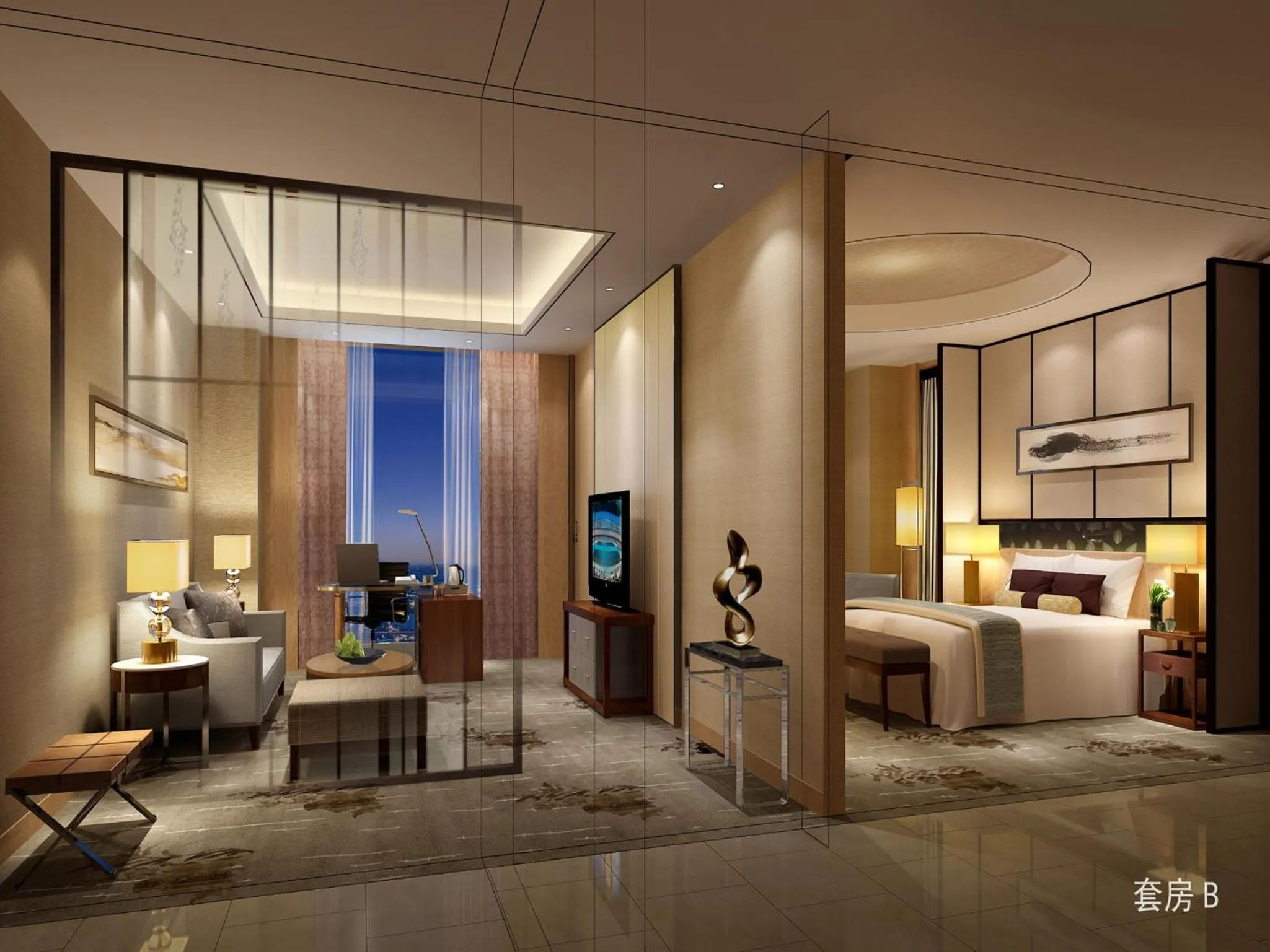 Photo of the whole room, Bed in Grand Skylight International Hotel Ganzhou Chang Zhen Avenue