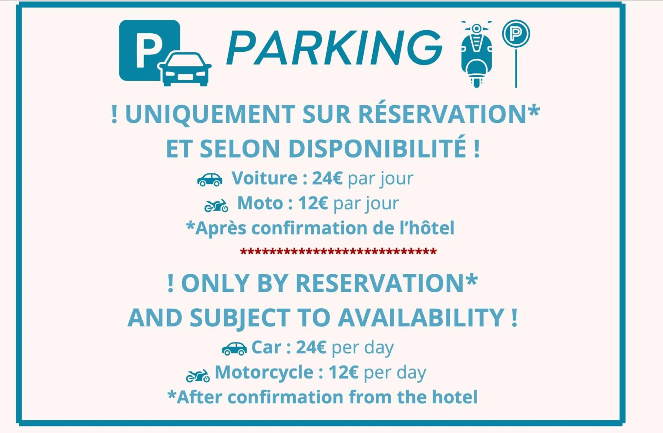 Parking in Hotel Flots d'Azur Promenade des Anglais