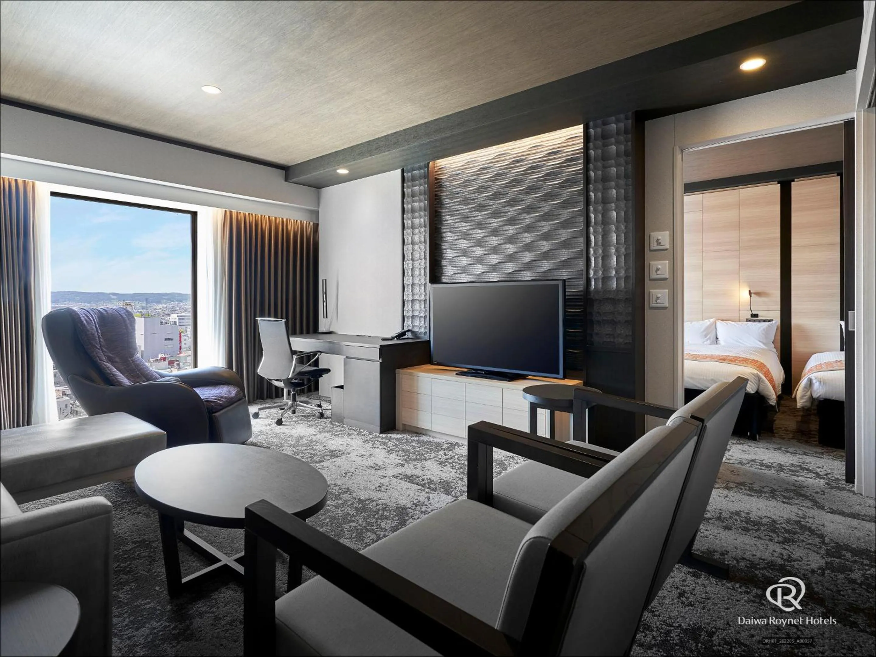 Living room, Bed in Daiwa Roynet Hotel Aomori