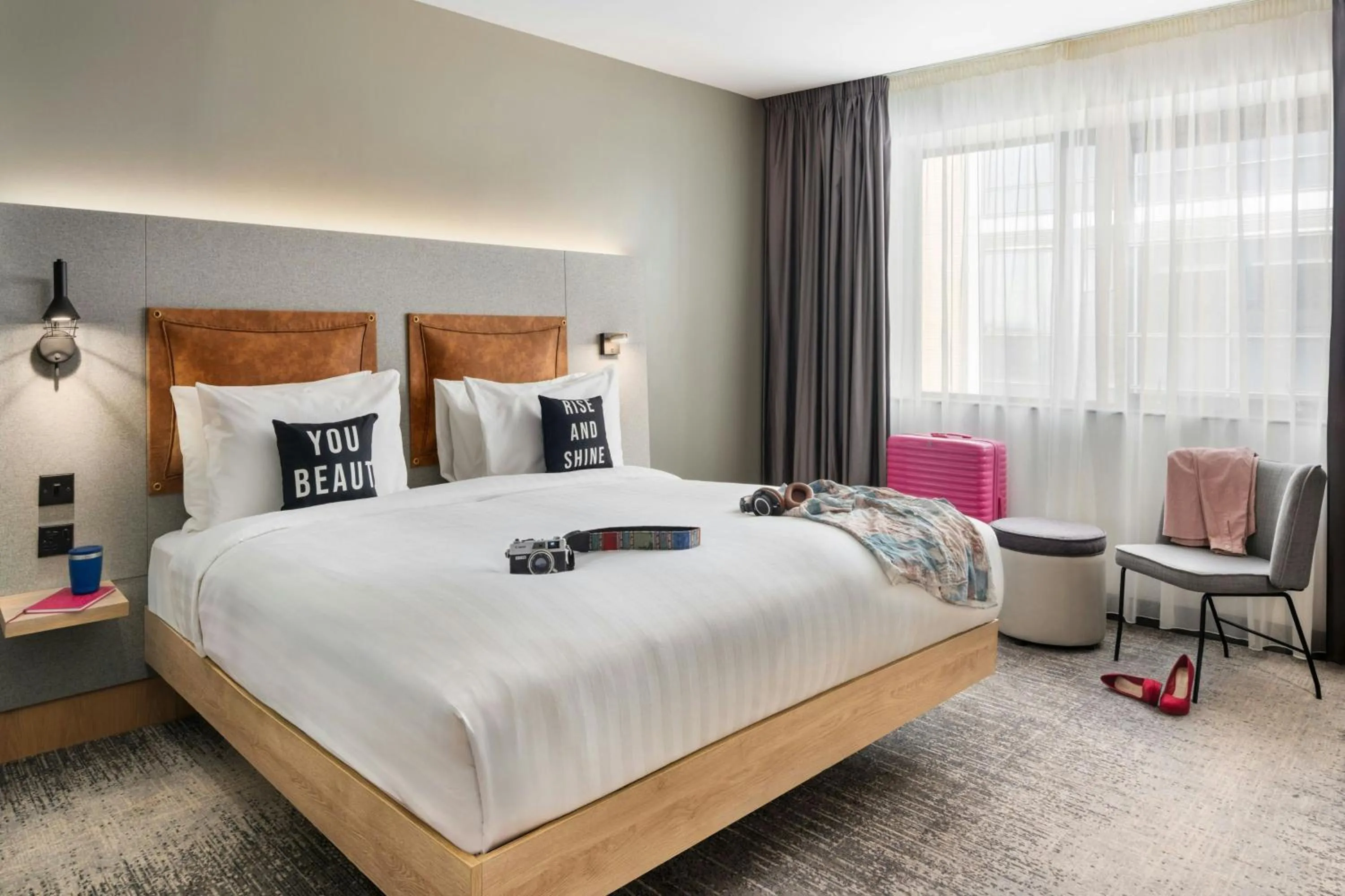 Photo of the whole room, Bed in Moxy Belfast City