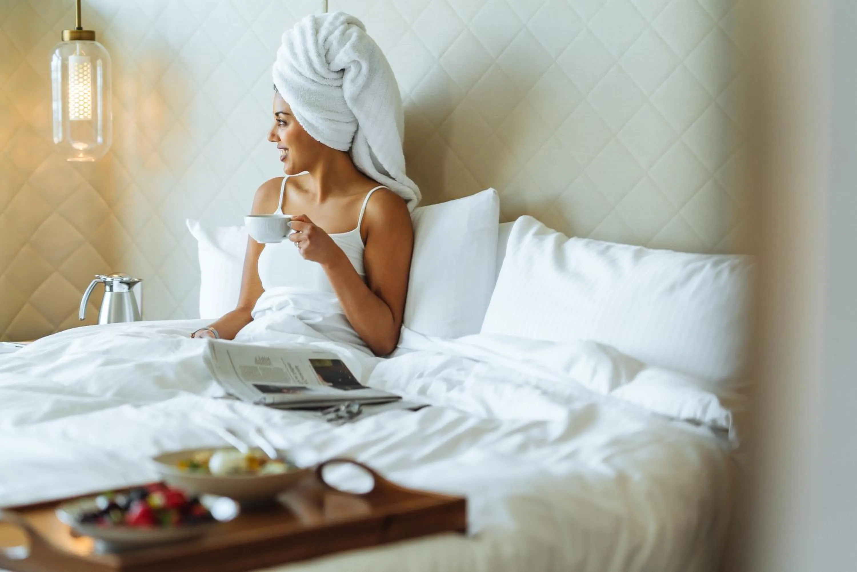 Bed in Fairmont Vancouver Airport In-Terminal Hotel