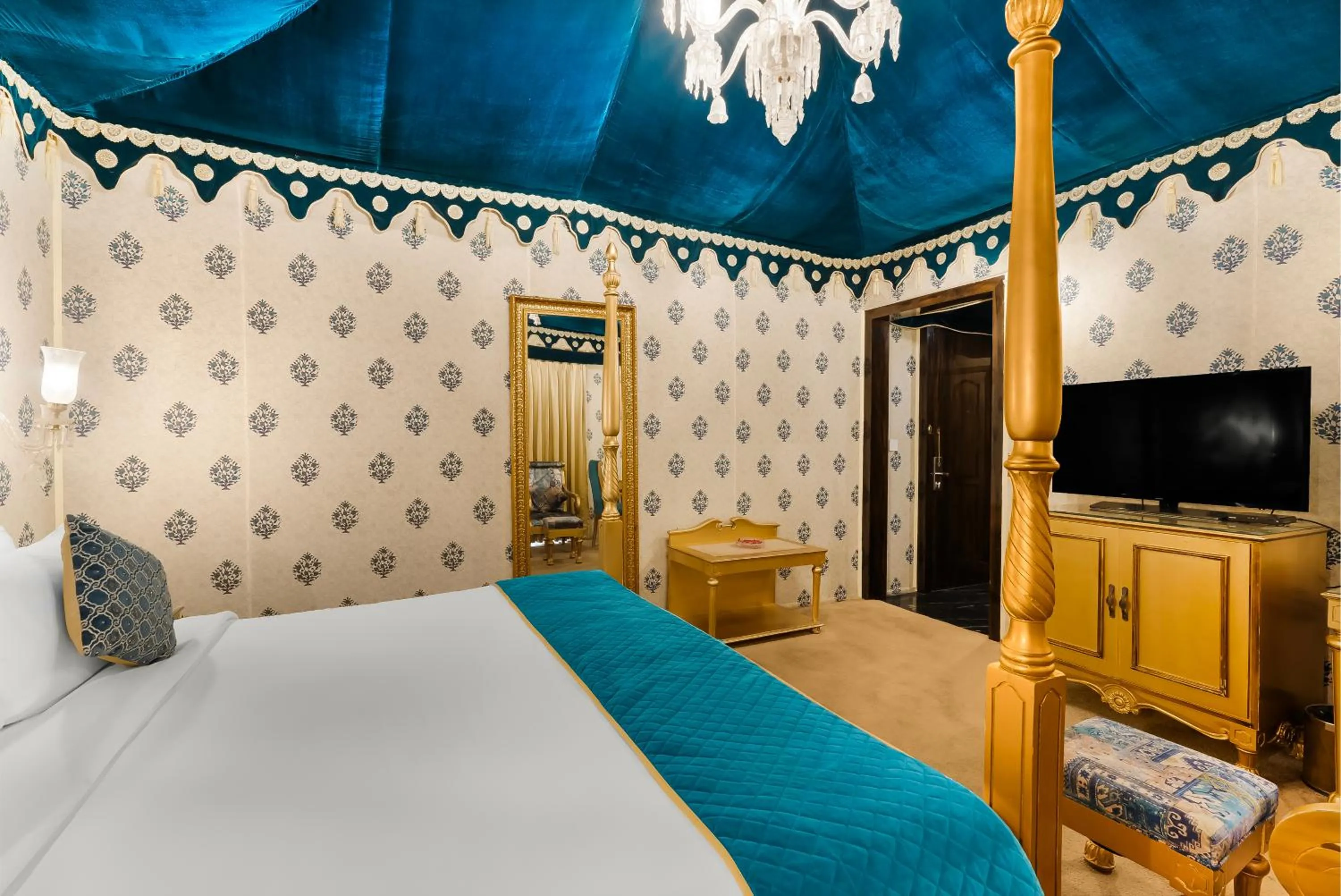 Bed in Rajasthali Resort & Spa