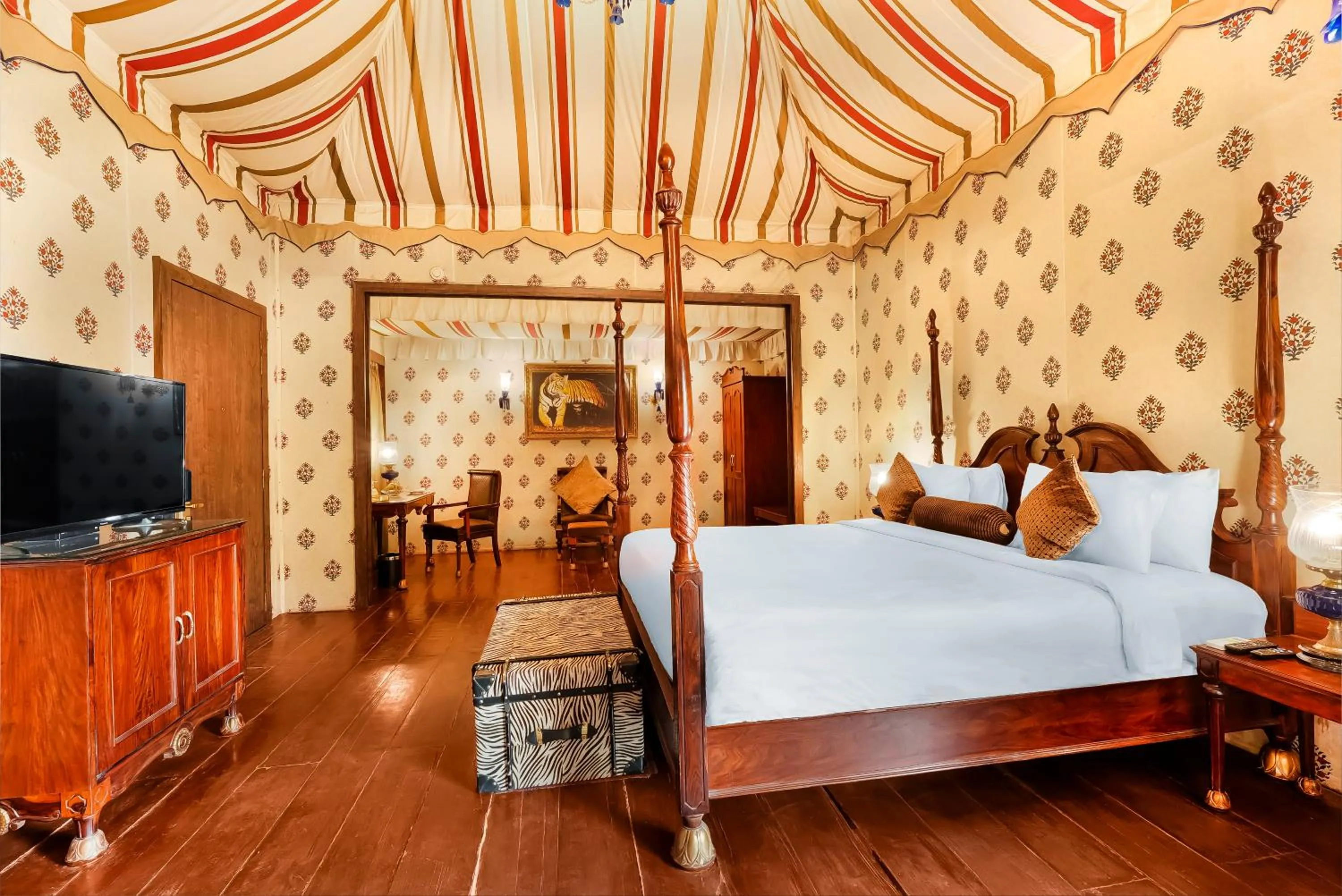 Bed in Rajasthali Resort & Spa