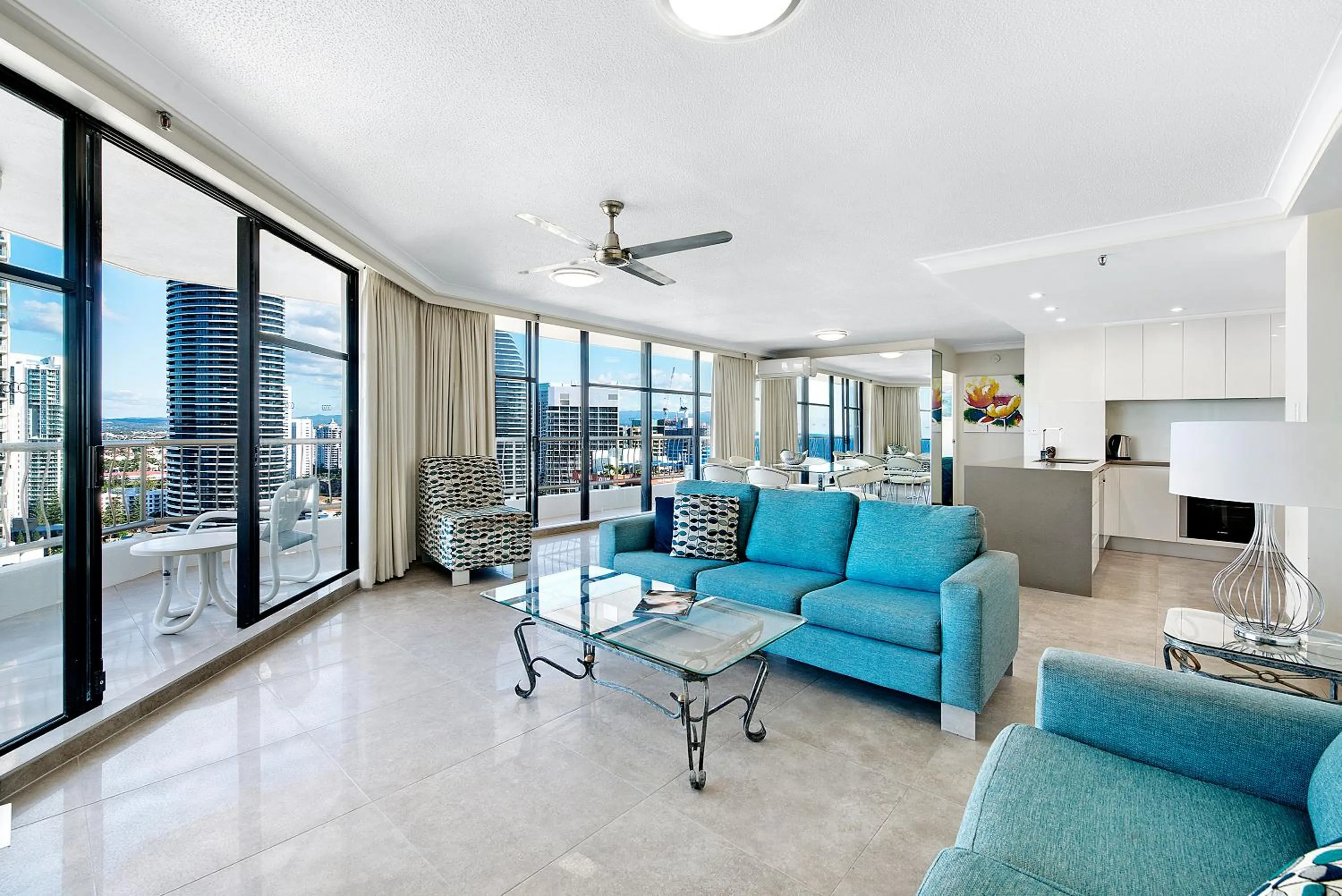 Living room in ULTIQA Beach Haven on Broadbeach