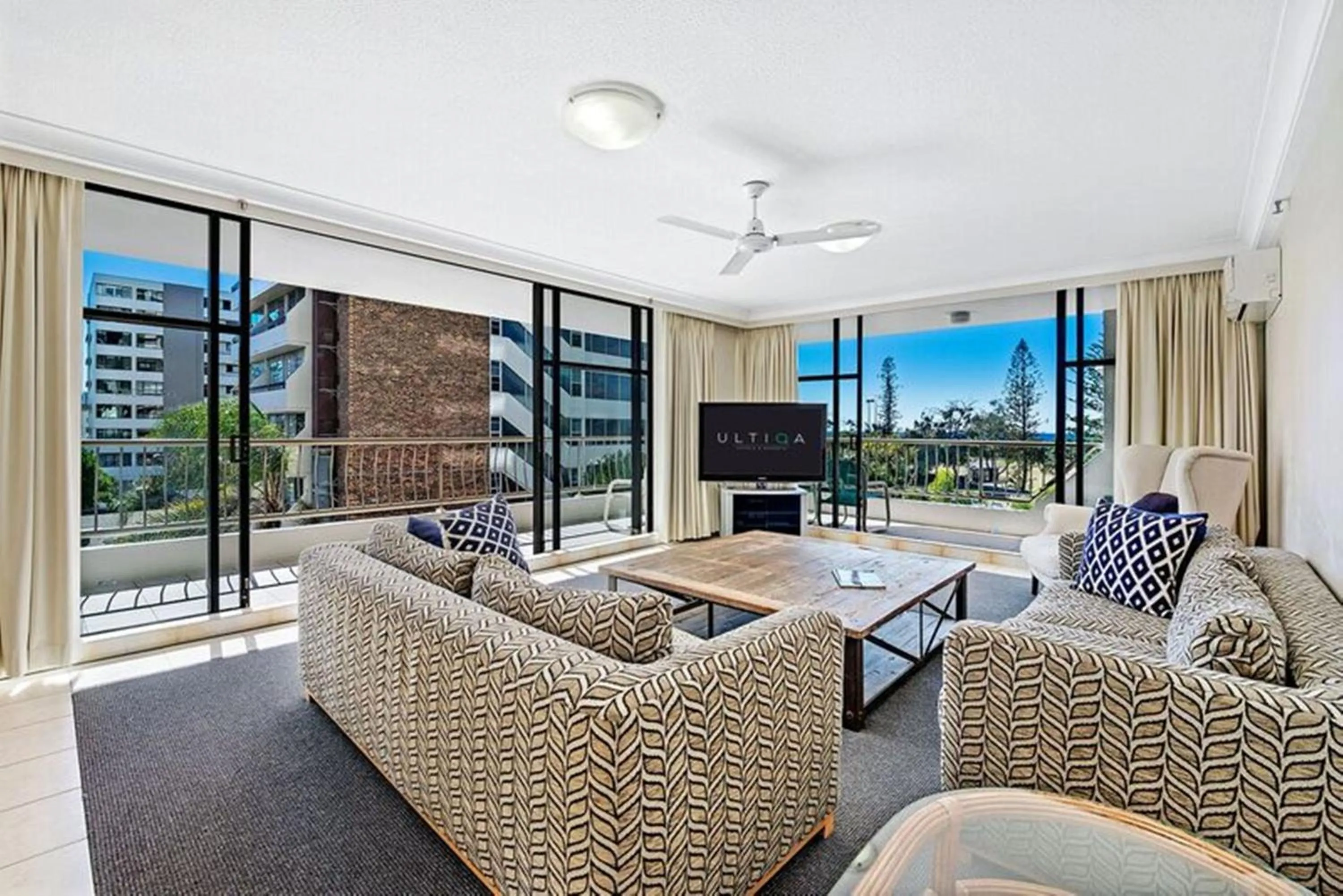 Living room in ULTIQA Beach Haven on Broadbeach