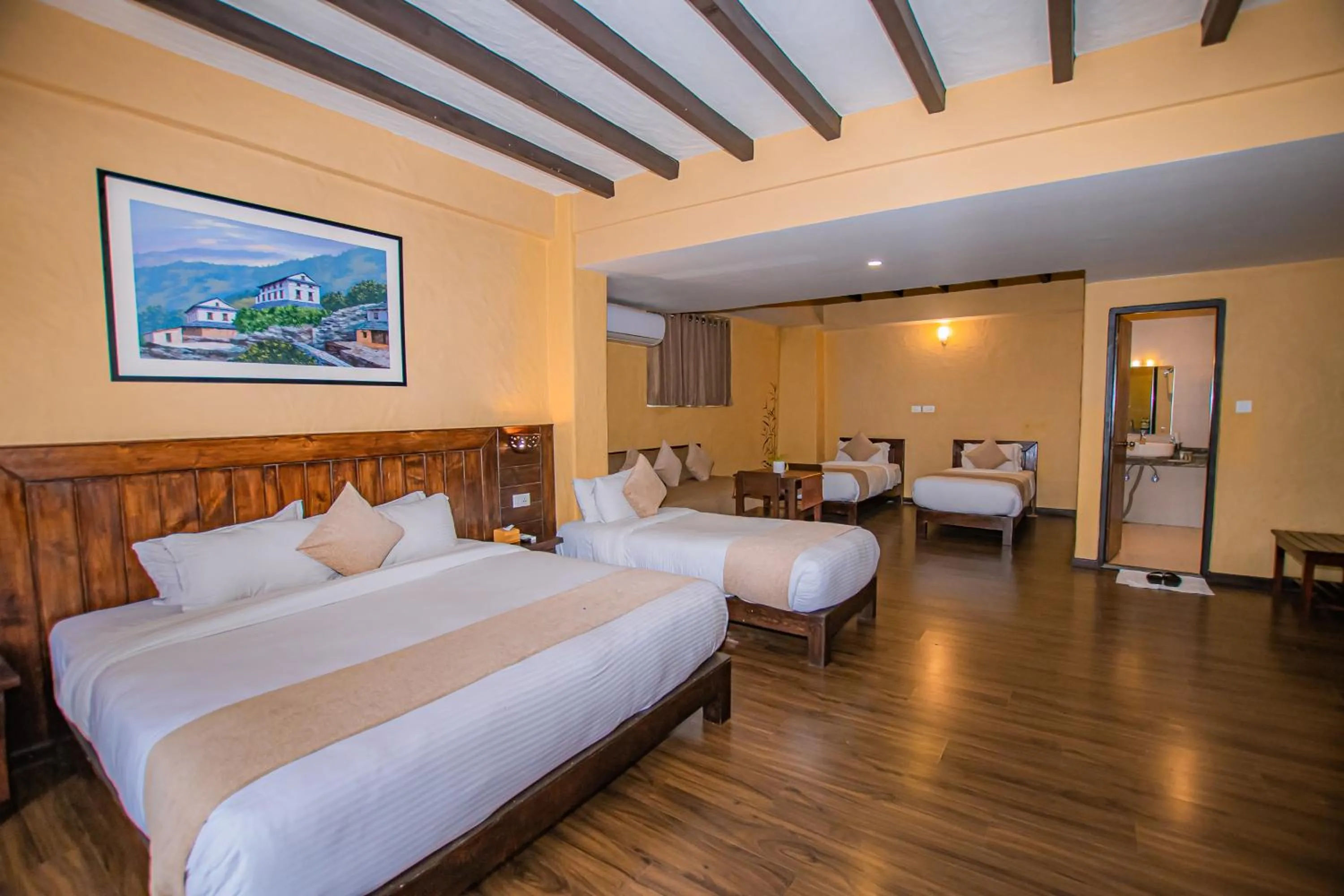 Bed in Pokhara Boutique Hotel