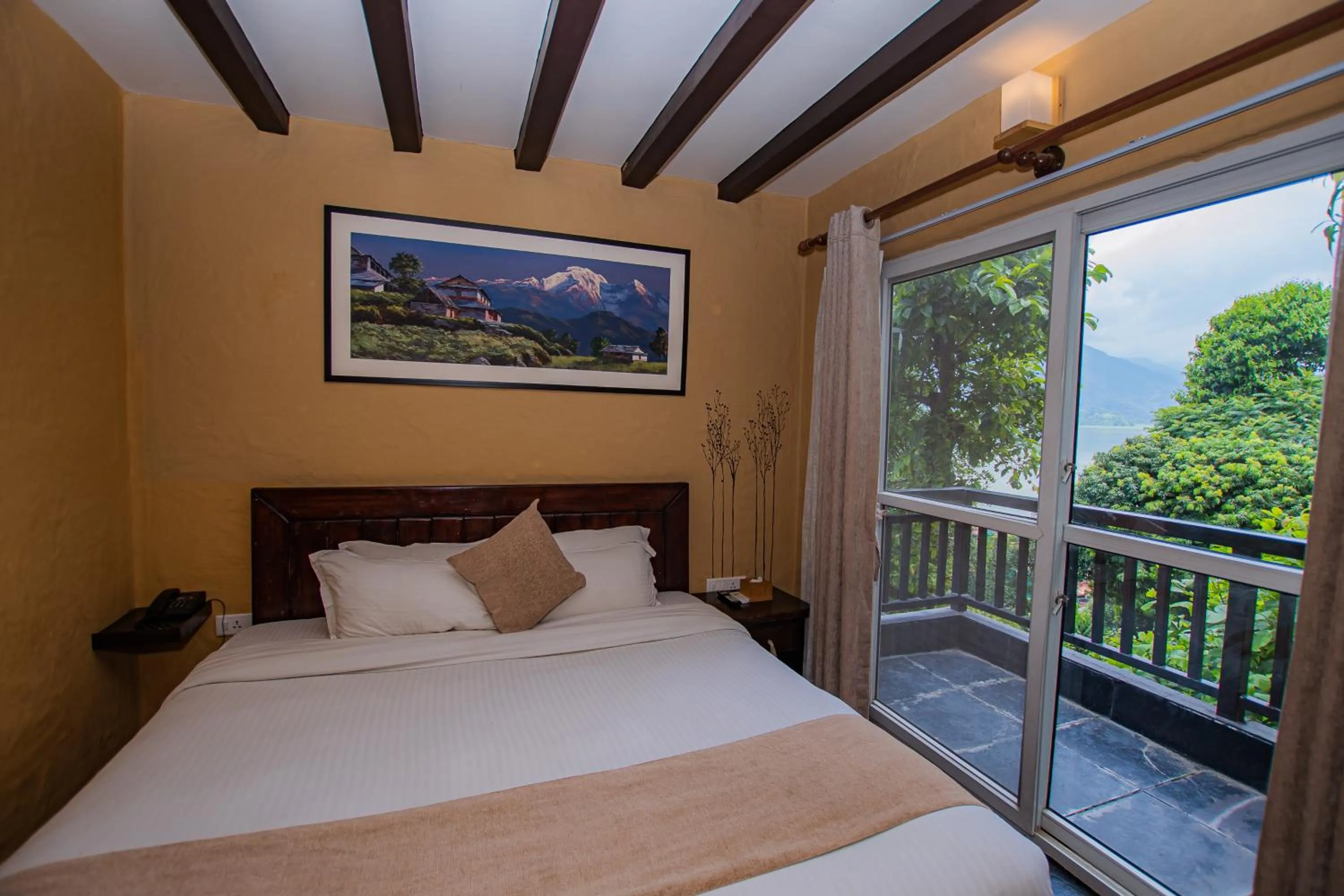 Bed in Pokhara Boutique Hotel