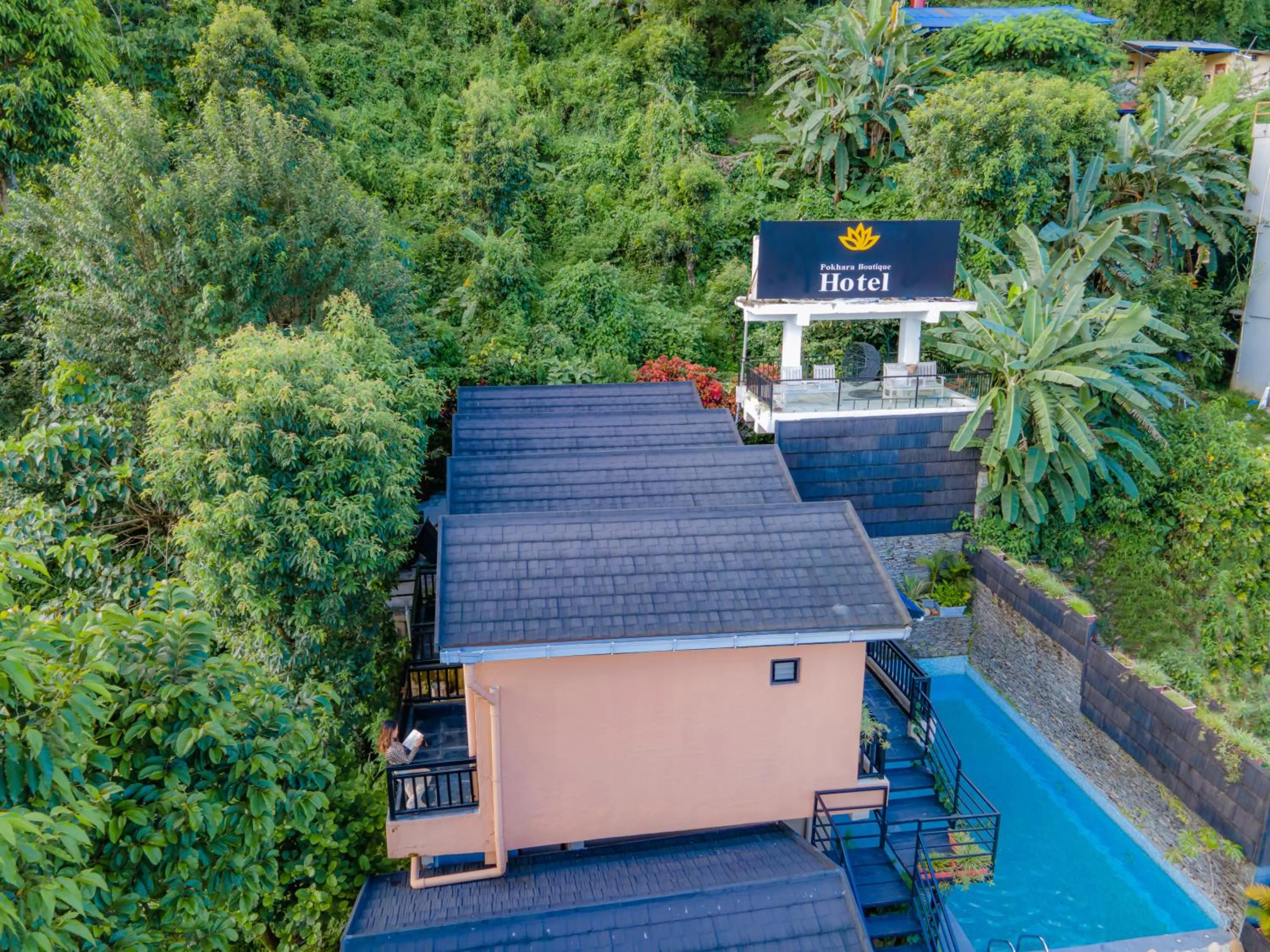 Pool view in Pokhara Boutique Hotel
