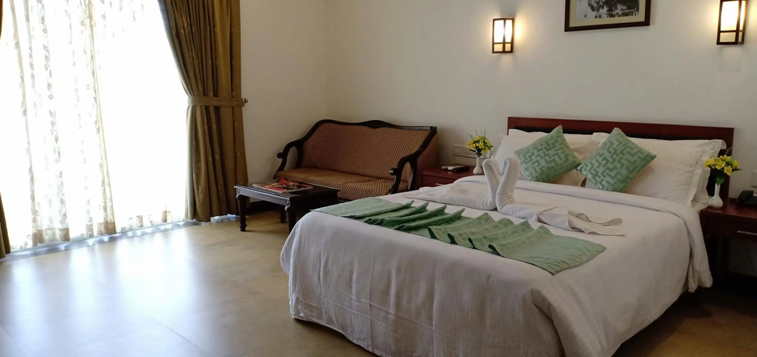 Bedroom, Bed in Green Fields Kumarakom