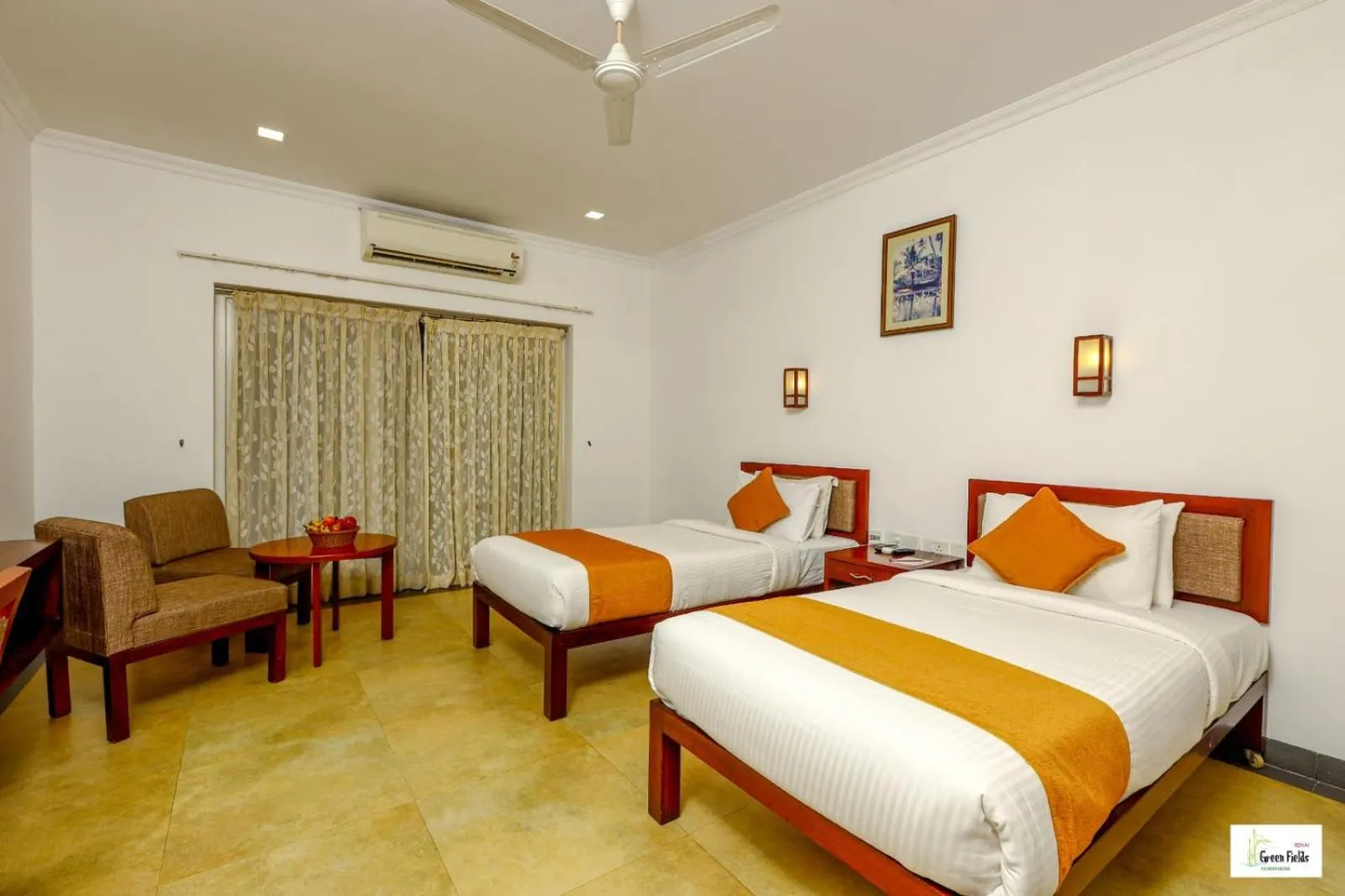 Bedroom, Bed in Green Fields Kumarakom