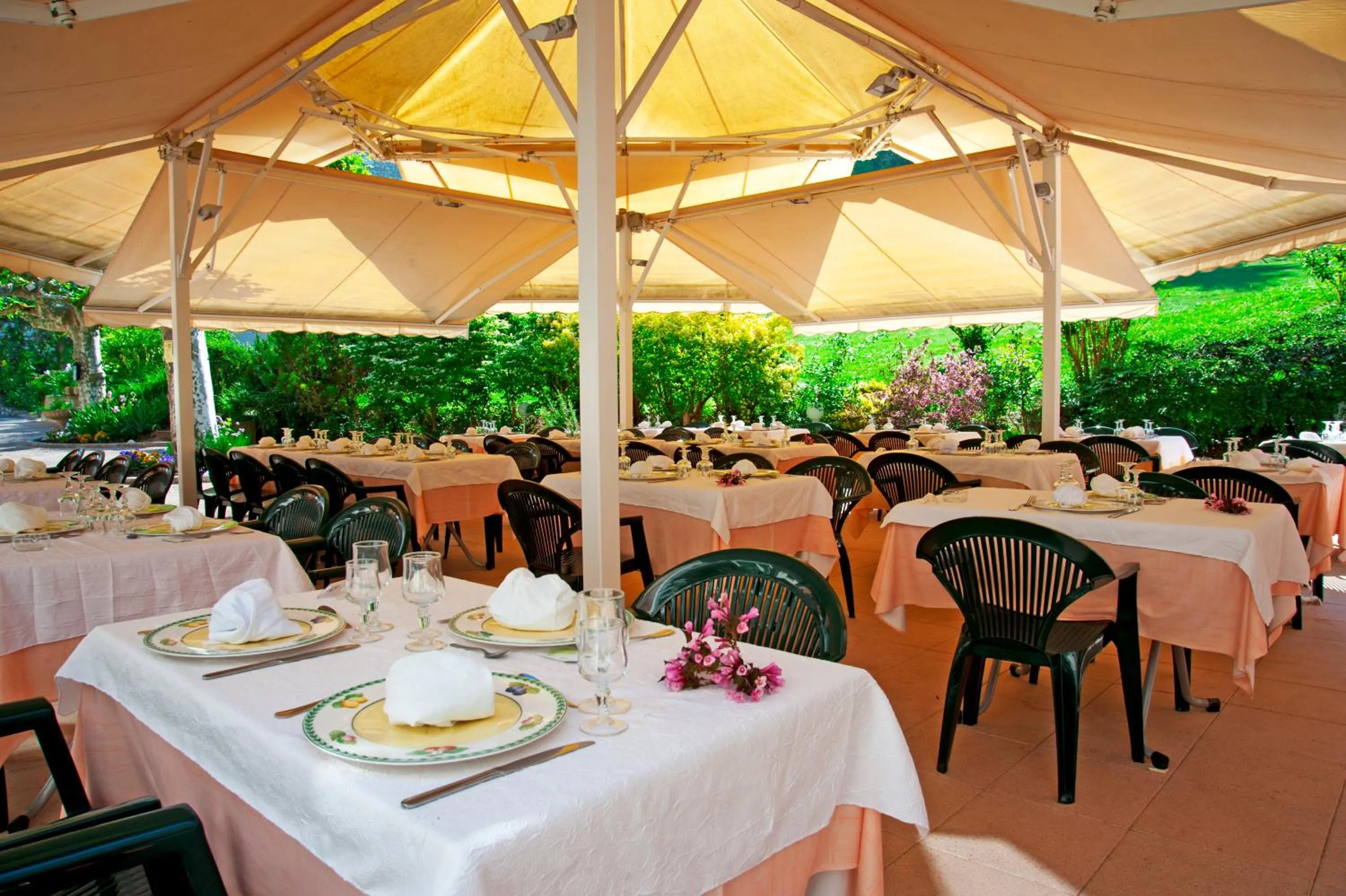 Patio in Hôtel les Bergeronnettes