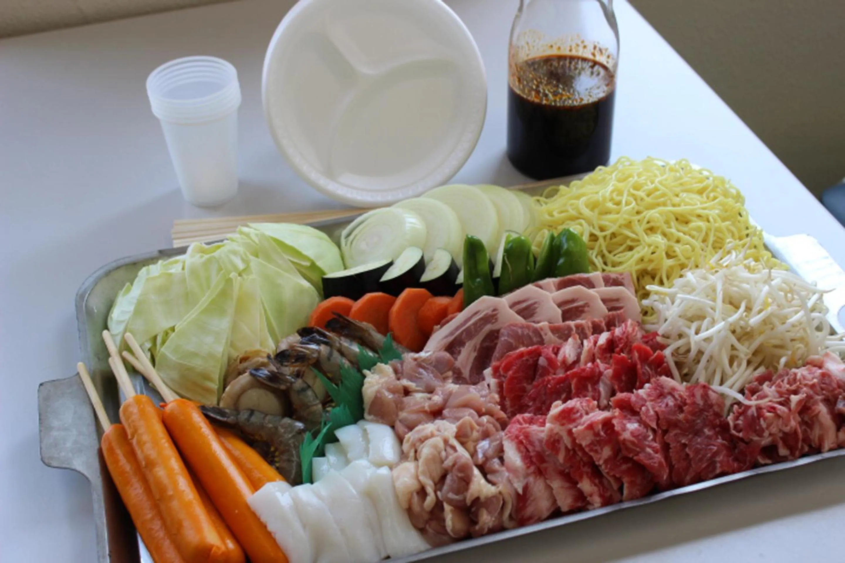 Dinner in Oyabe City Cycling Terminal