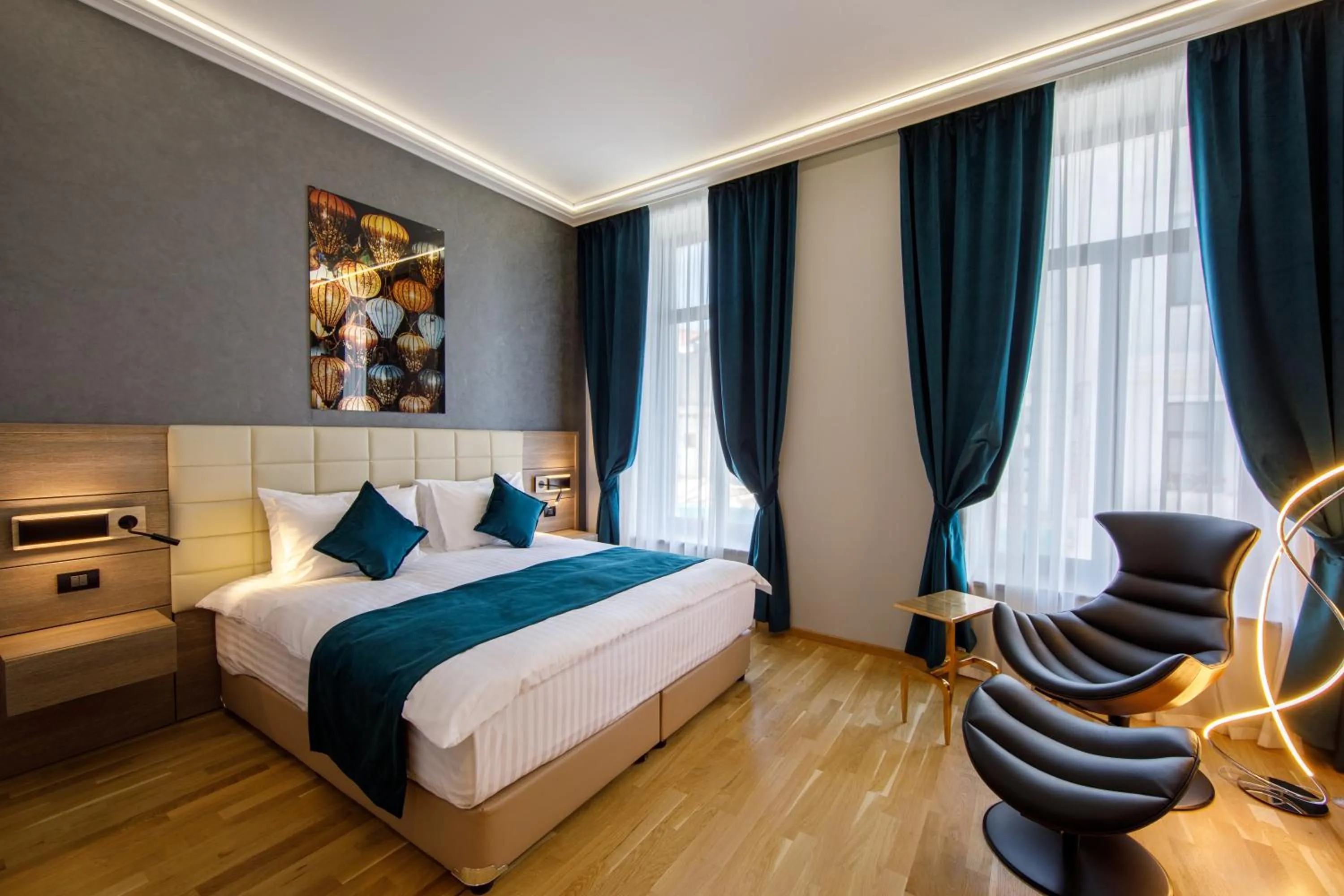 Seating area, Bed in Casa Hrisicos