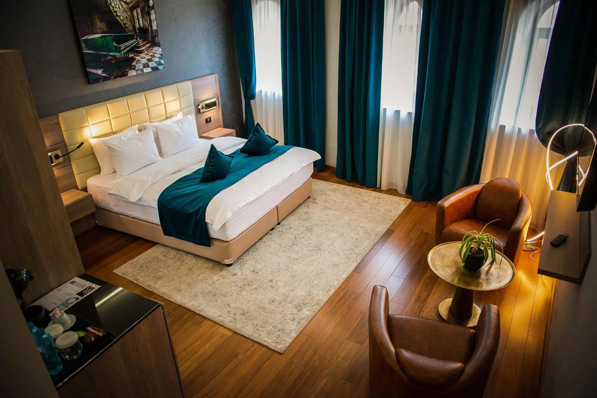 Seating area, Bed in Casa Hrisicos