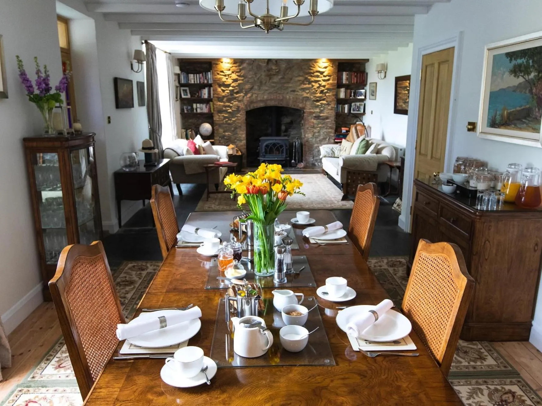 Dining area in Pengelly Farmhouse B&B