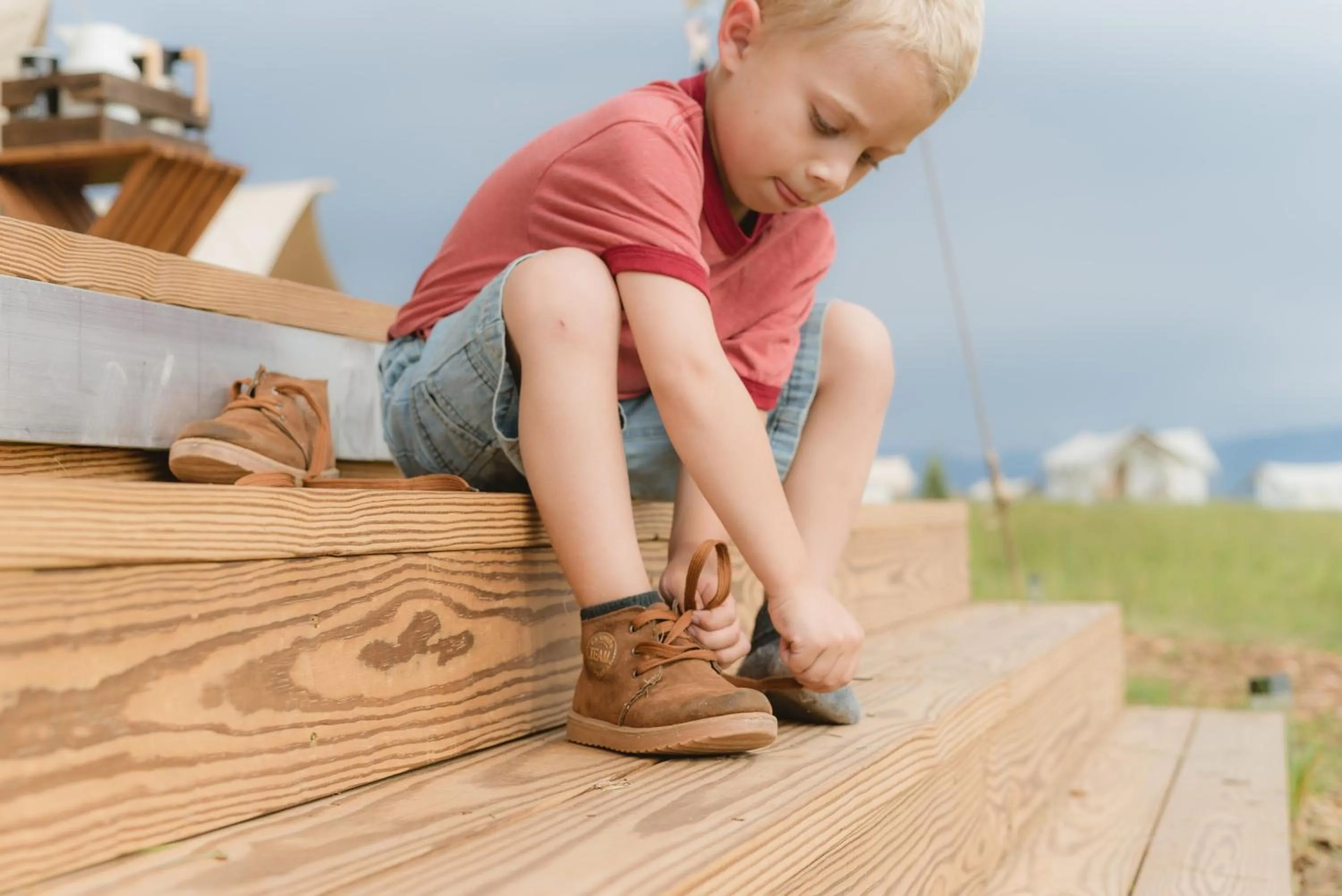 children in Under Canvas West Yellowstone