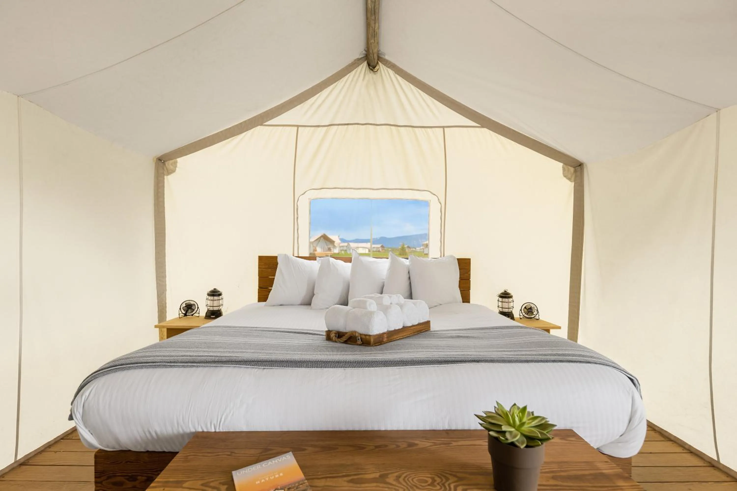 Bed in Under Canvas West Yellowstone