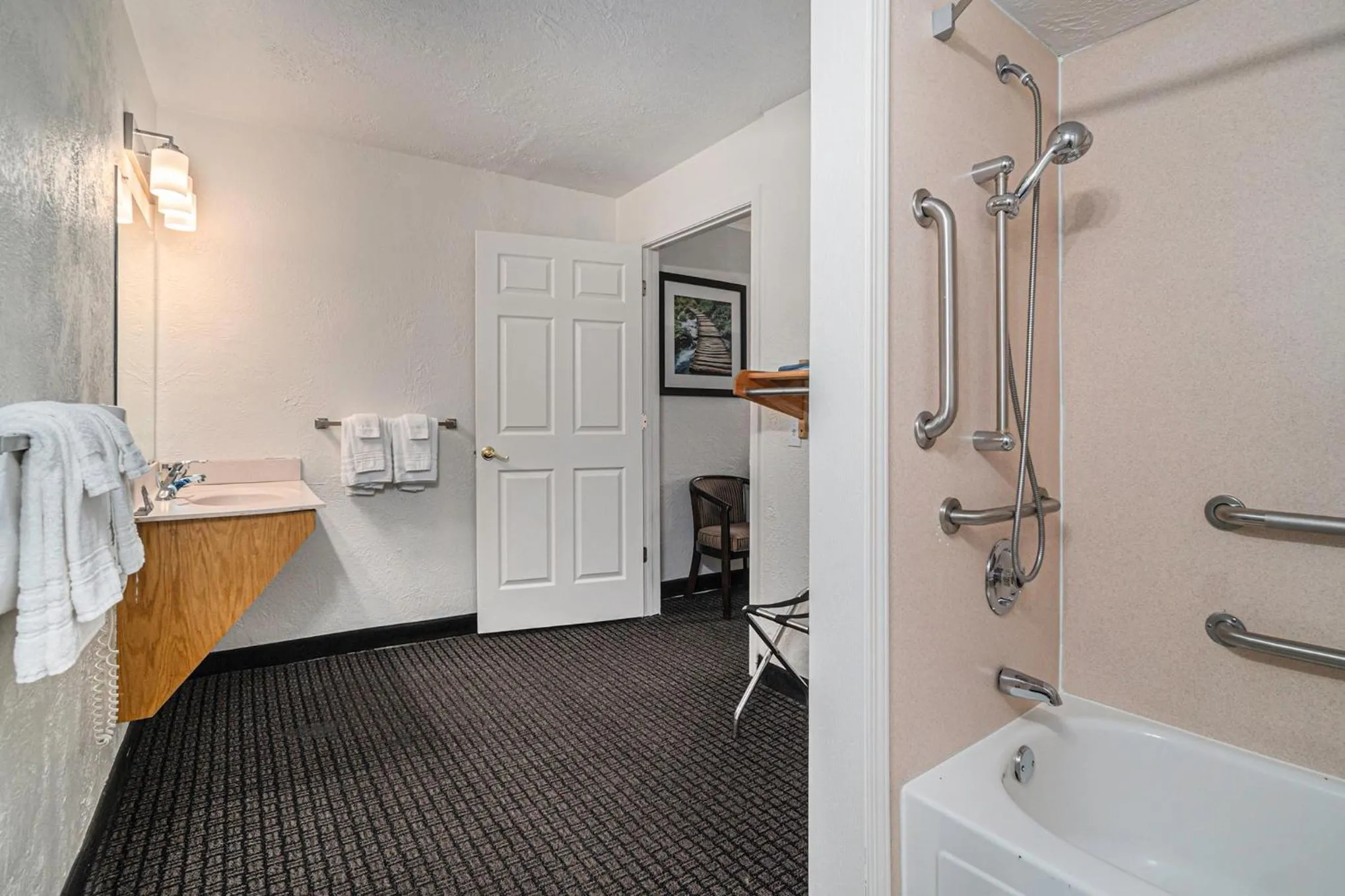 Bathroom in Travelodge by Wyndham Traverse City MI