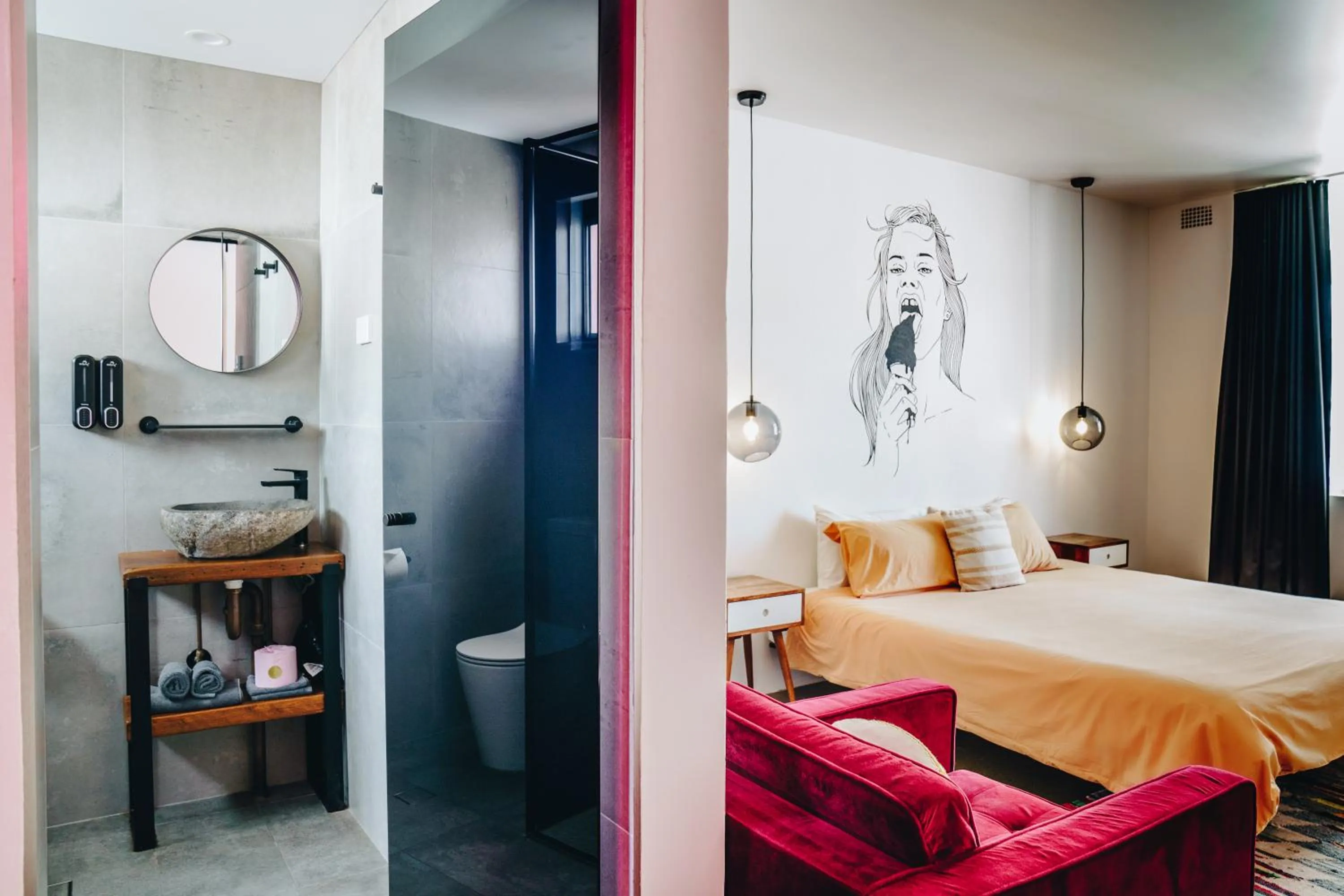 Bed in The Pink Hotel Coolangatta