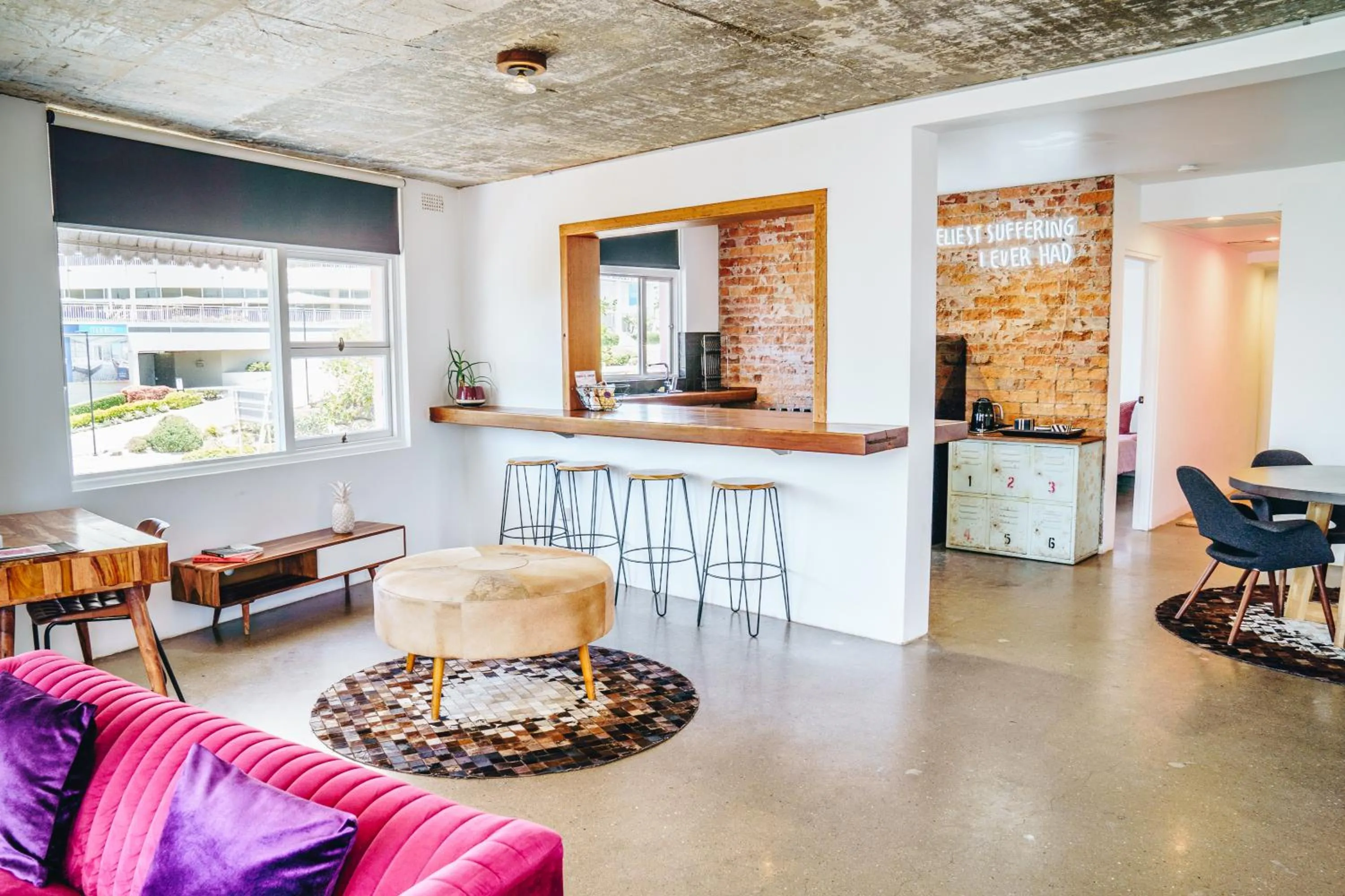 Living room in The Pink Hotel Coolangatta