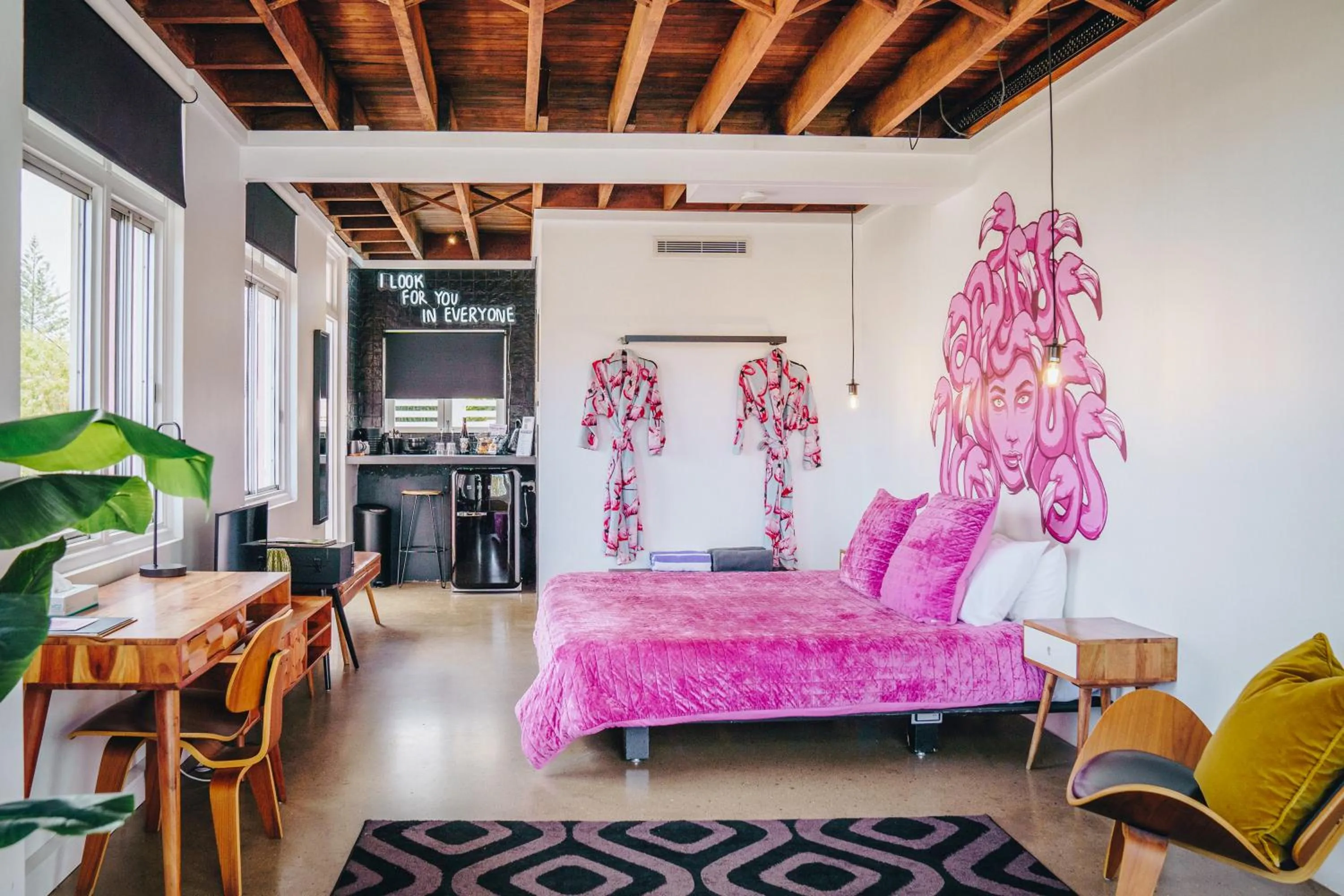 Bed in The Pink Hotel Coolangatta