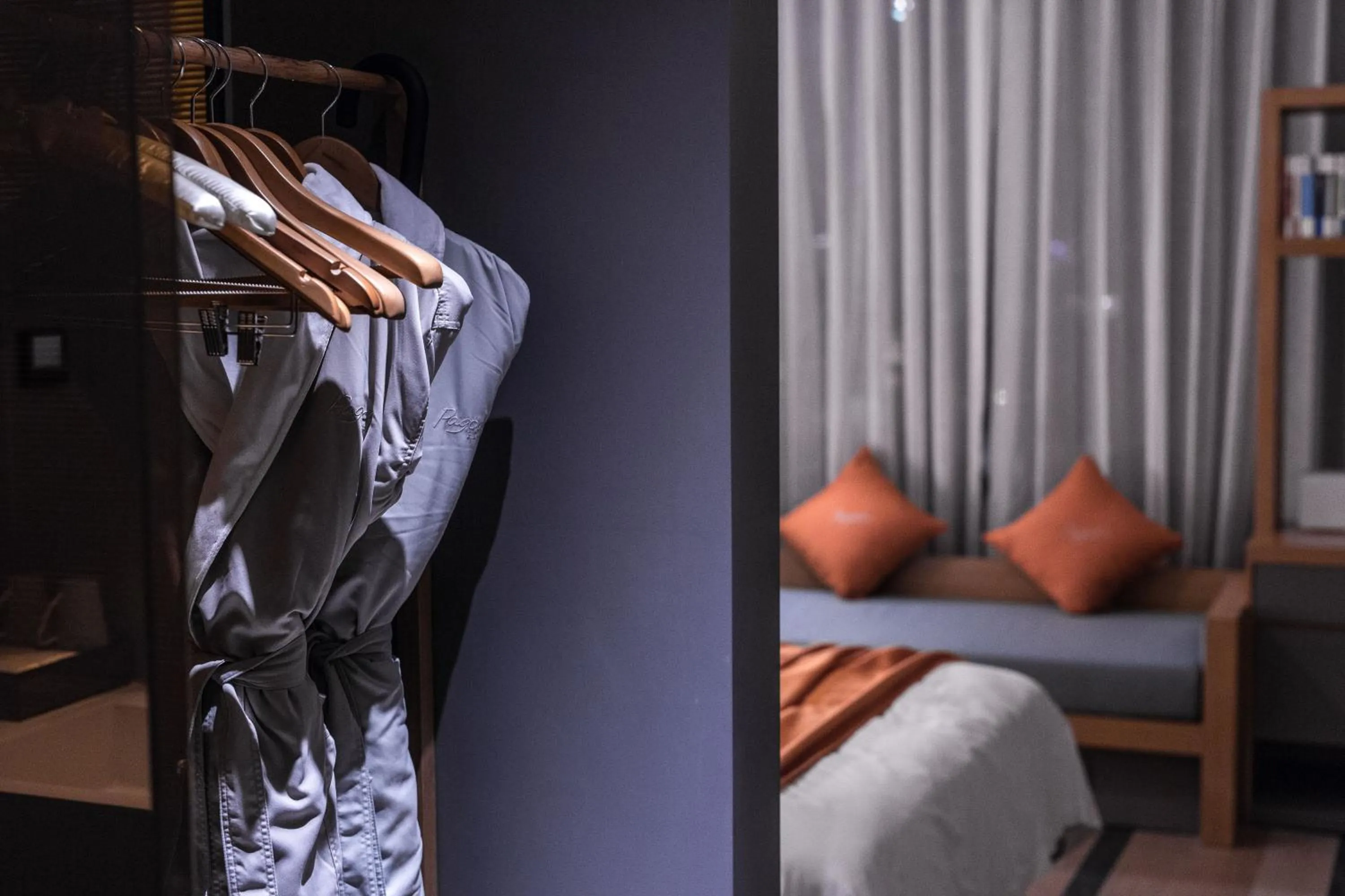 Decorative detail, Bed in Shanghai Pagoda INNO Hotel