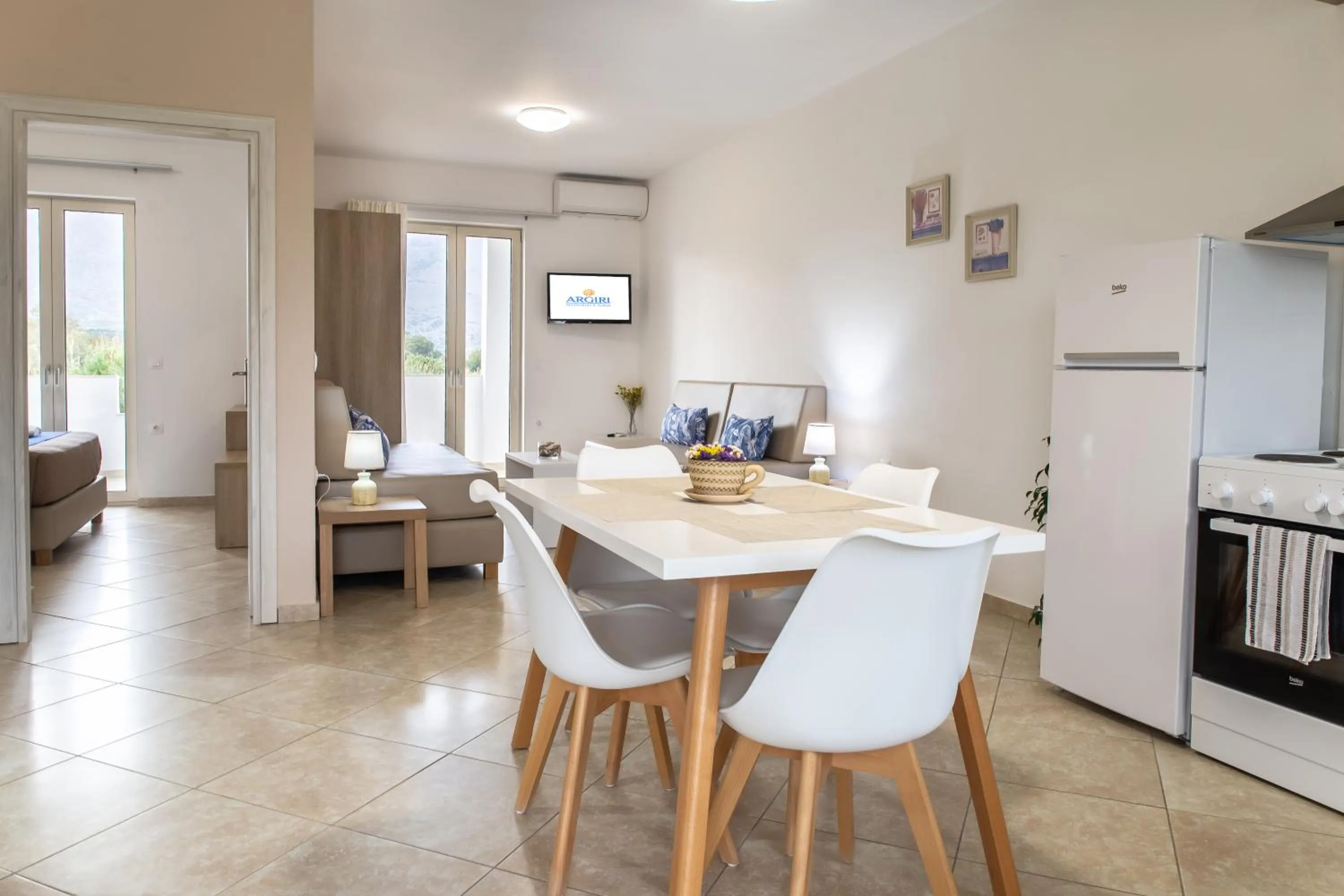 Kitchen or kitchenette in Argiri Apartments & Suites