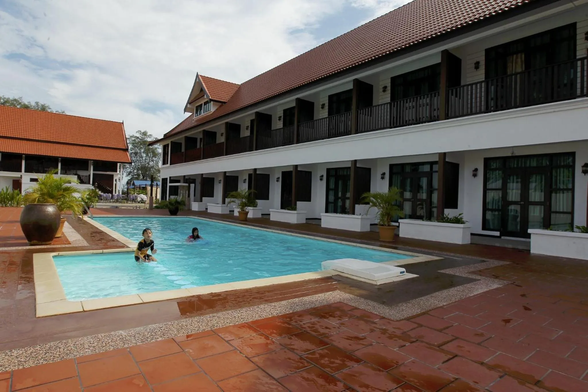 Pool view in The Manor Beach Resort Besut