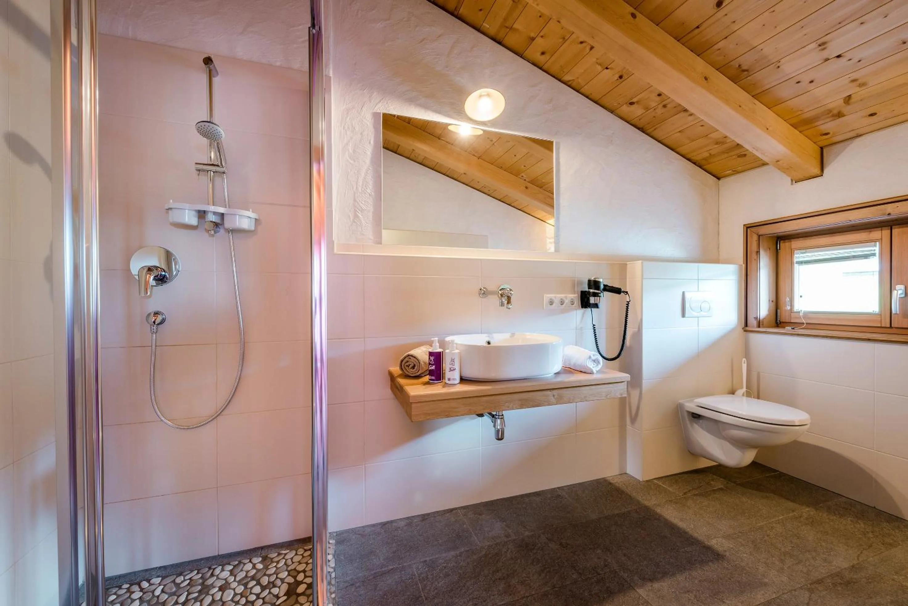 Bathroom, Bed in almlust - hotel, apartments, chalets