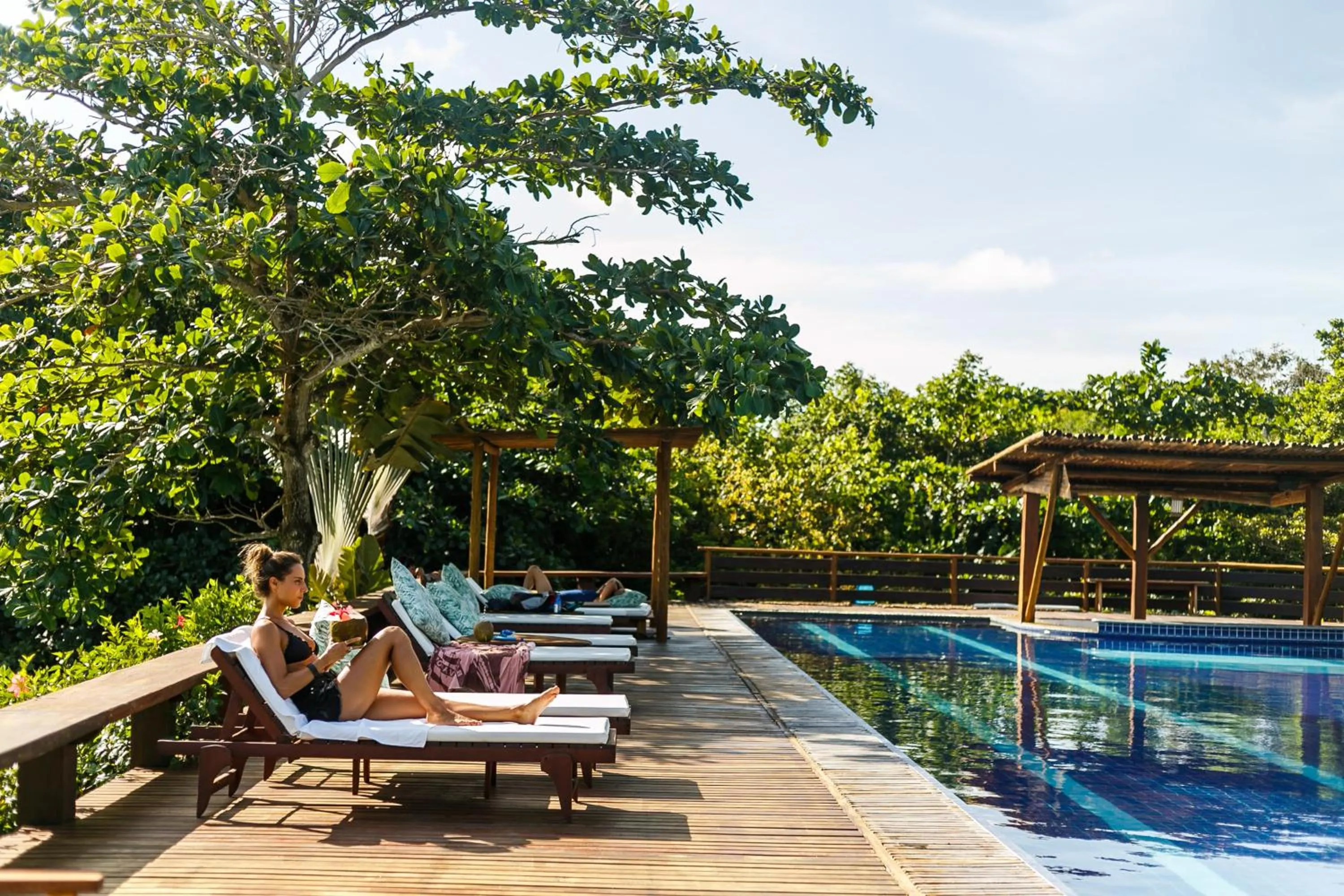 Pool view in Pousada Outeiro