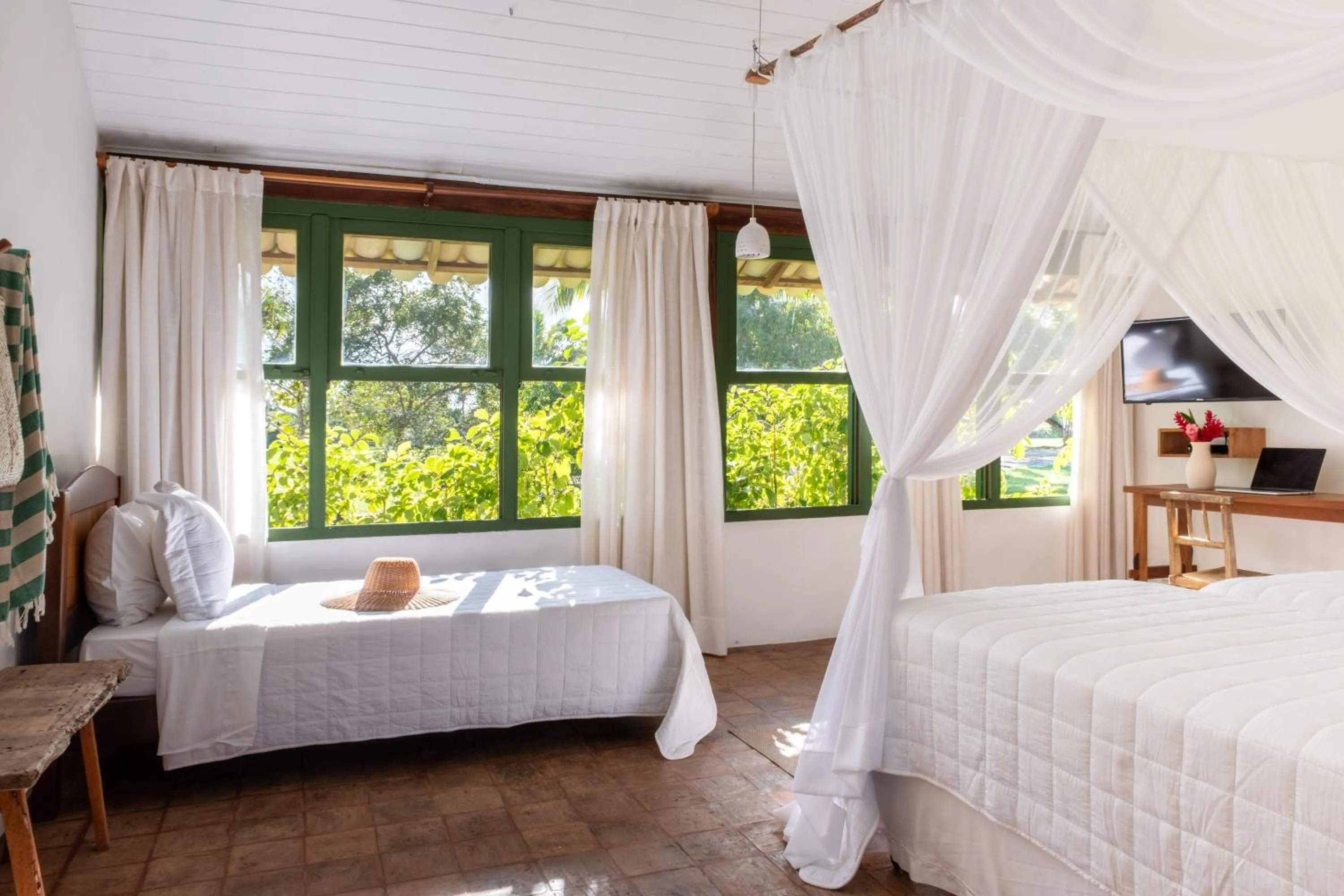 Bed in Pousada Outeiro