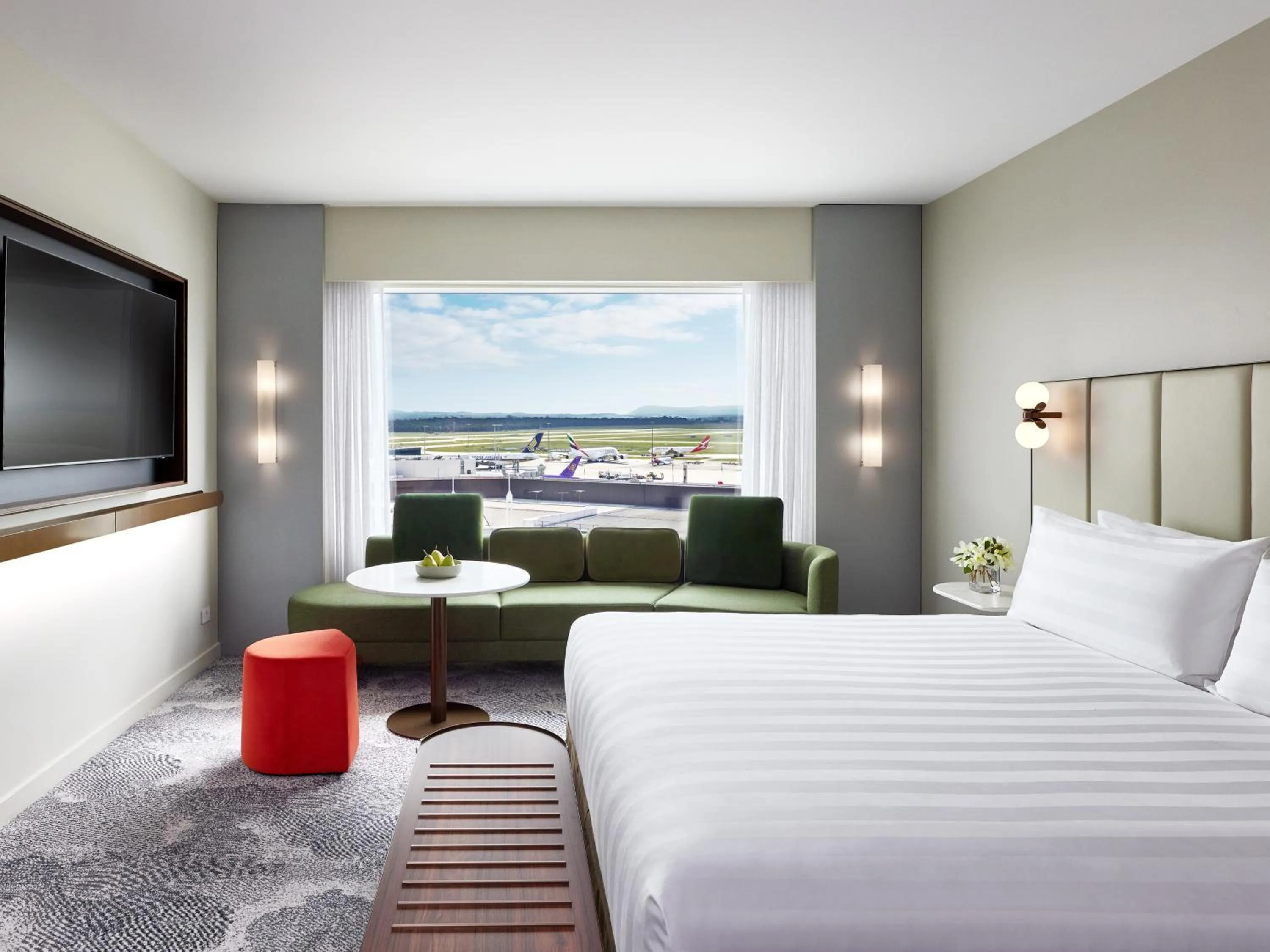 View (from property/room), Bed in PARKROYAL Melbourne Airport