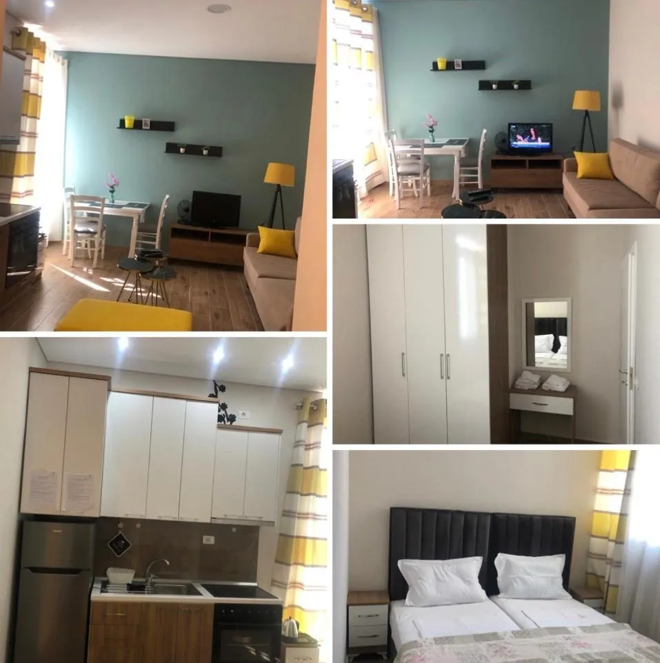 Kitchen or kitchenette, Bed in Rezidenca SHOPI Apartments
