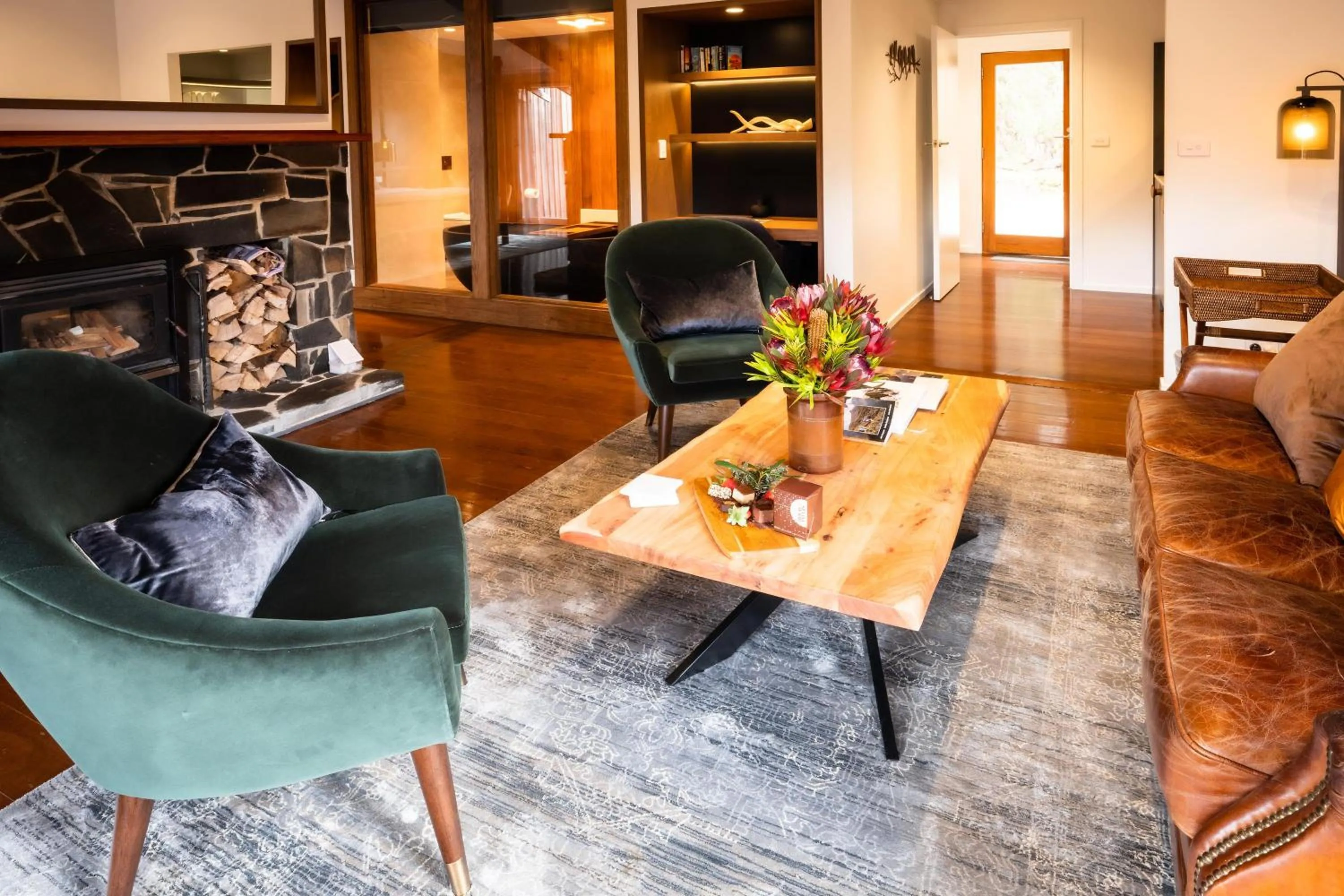 Living room in Peppers Cradle Mountain Lodge