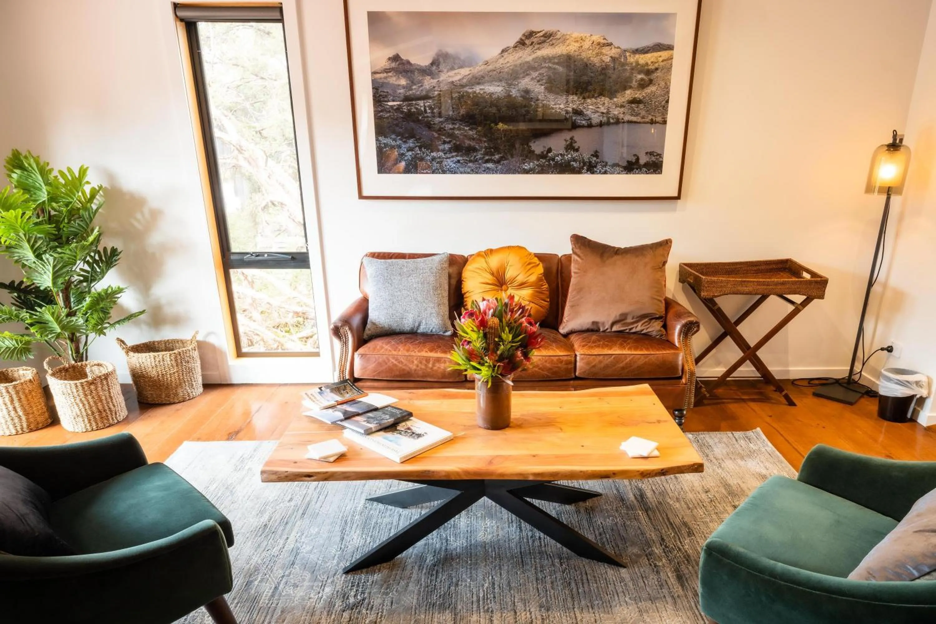 Living room in Peppers Cradle Mountain Lodge