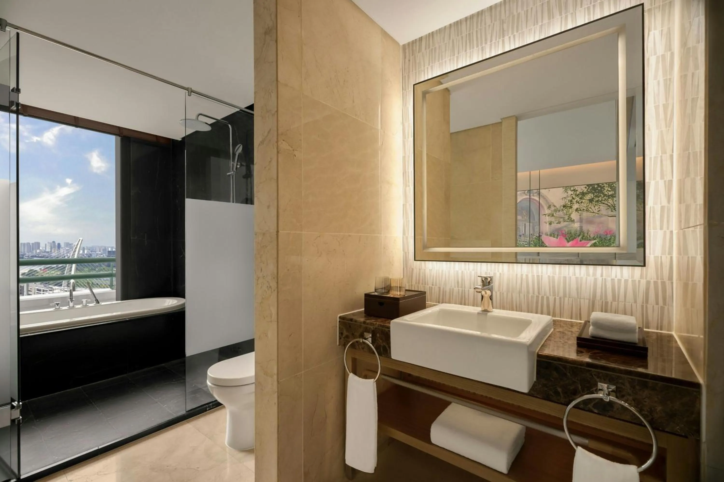 Bathroom, Bed in Sheraton Saigon Grand Opera Hotel