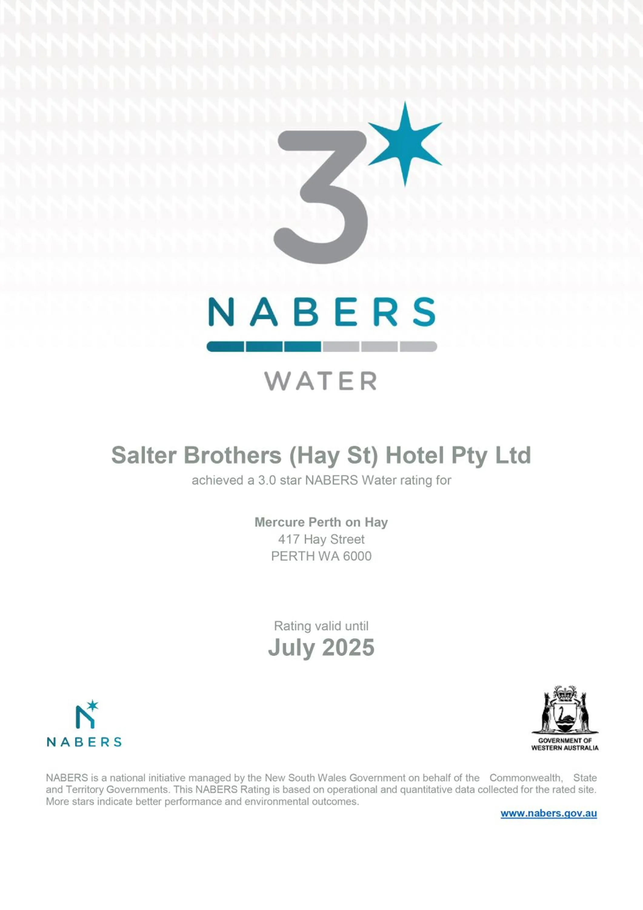 Logo/Certificate/Sign in Mercure Perth On Hay