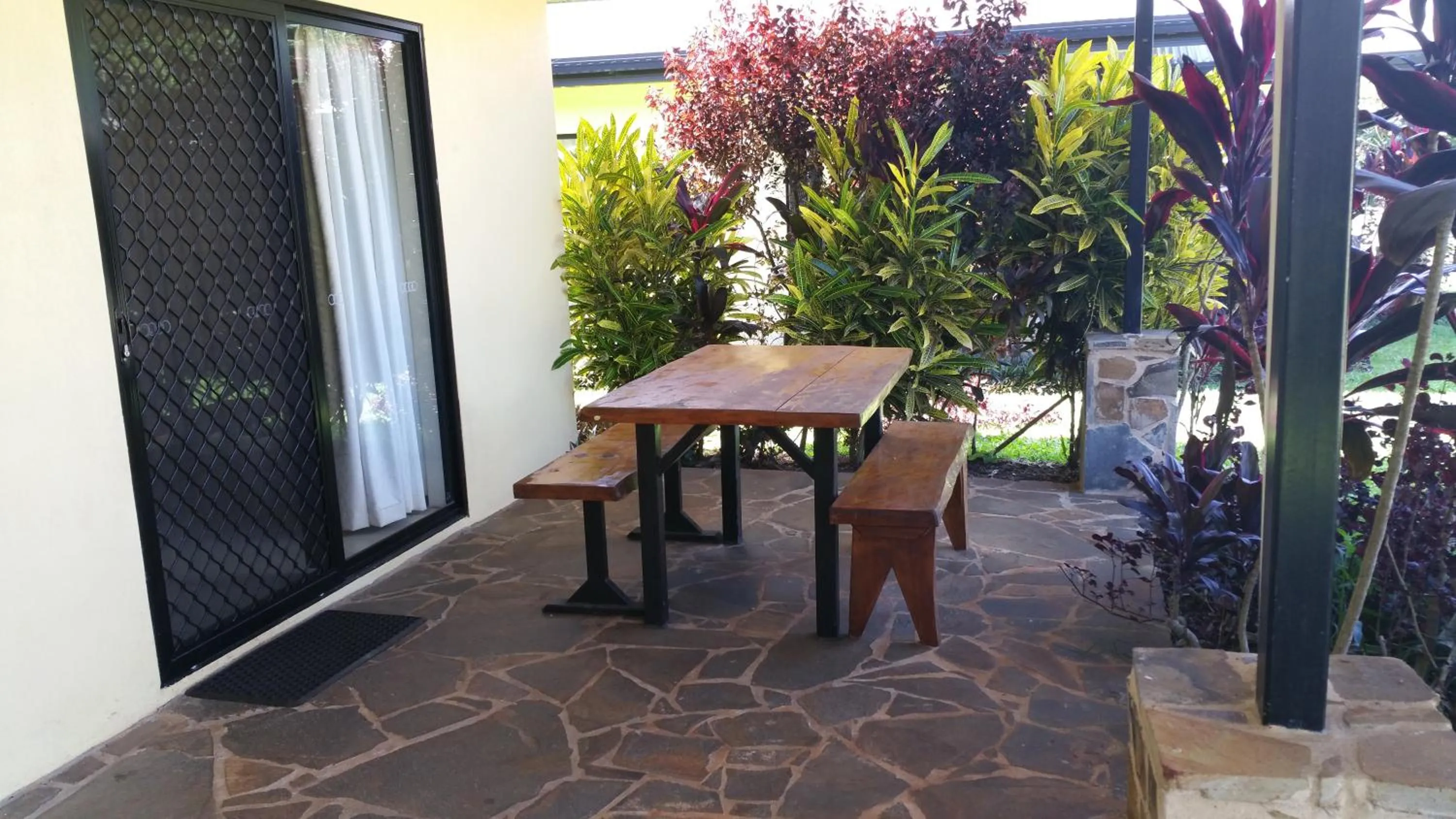 Seating area in Atherton Holiday Park