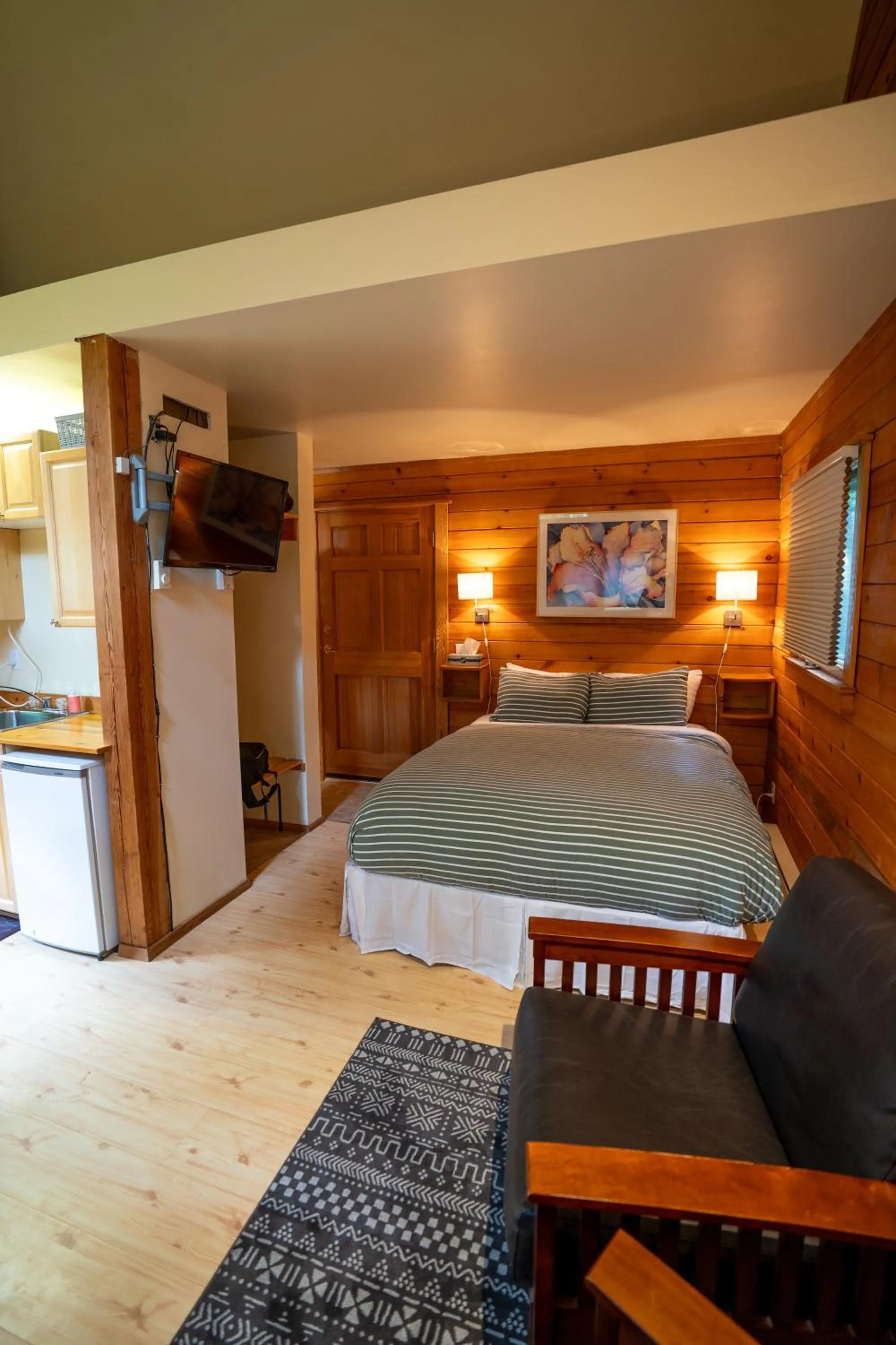 Bed in Across the Creek Cabins