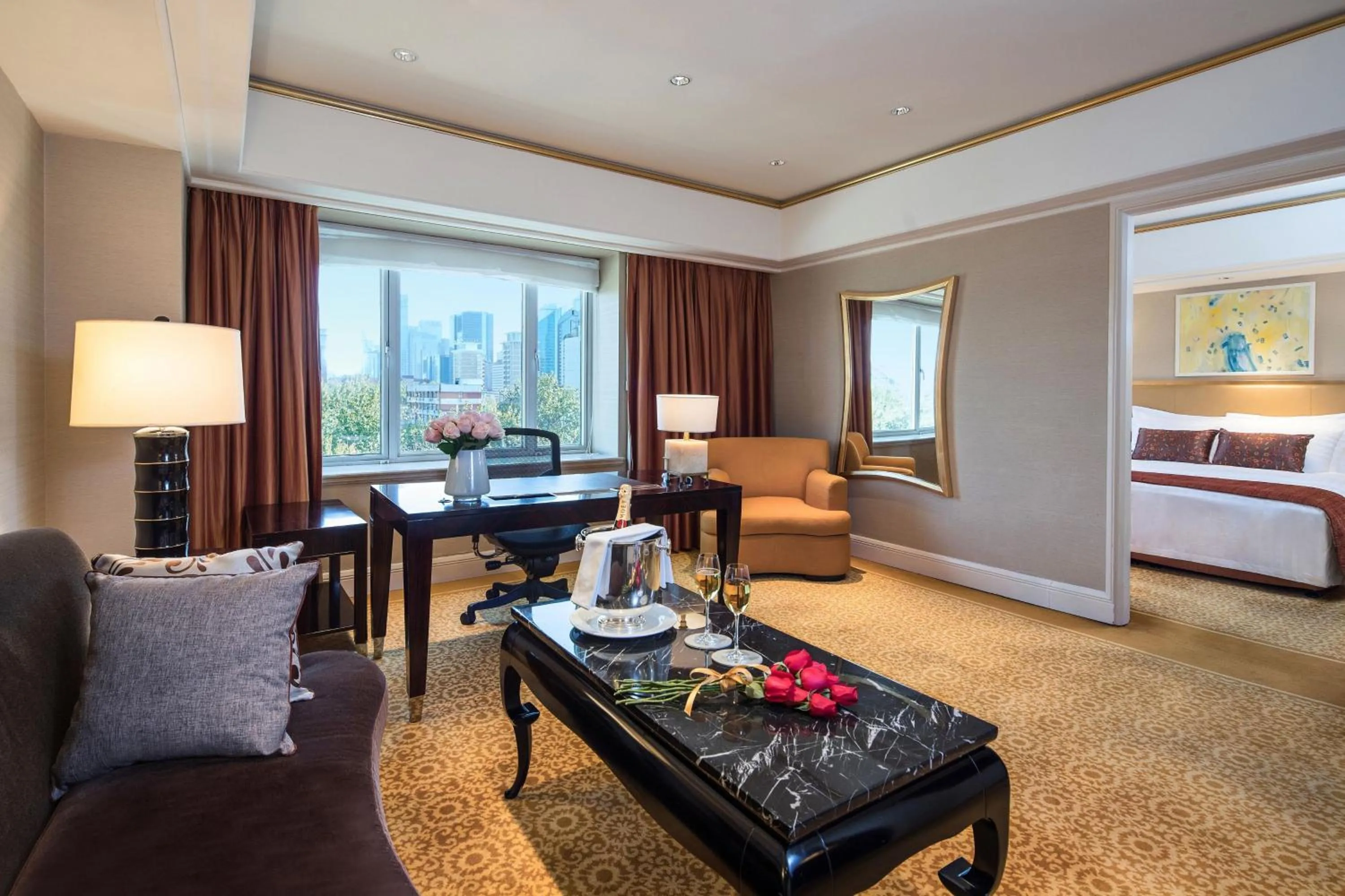 Living room, Bed in The St. Regis Beijing