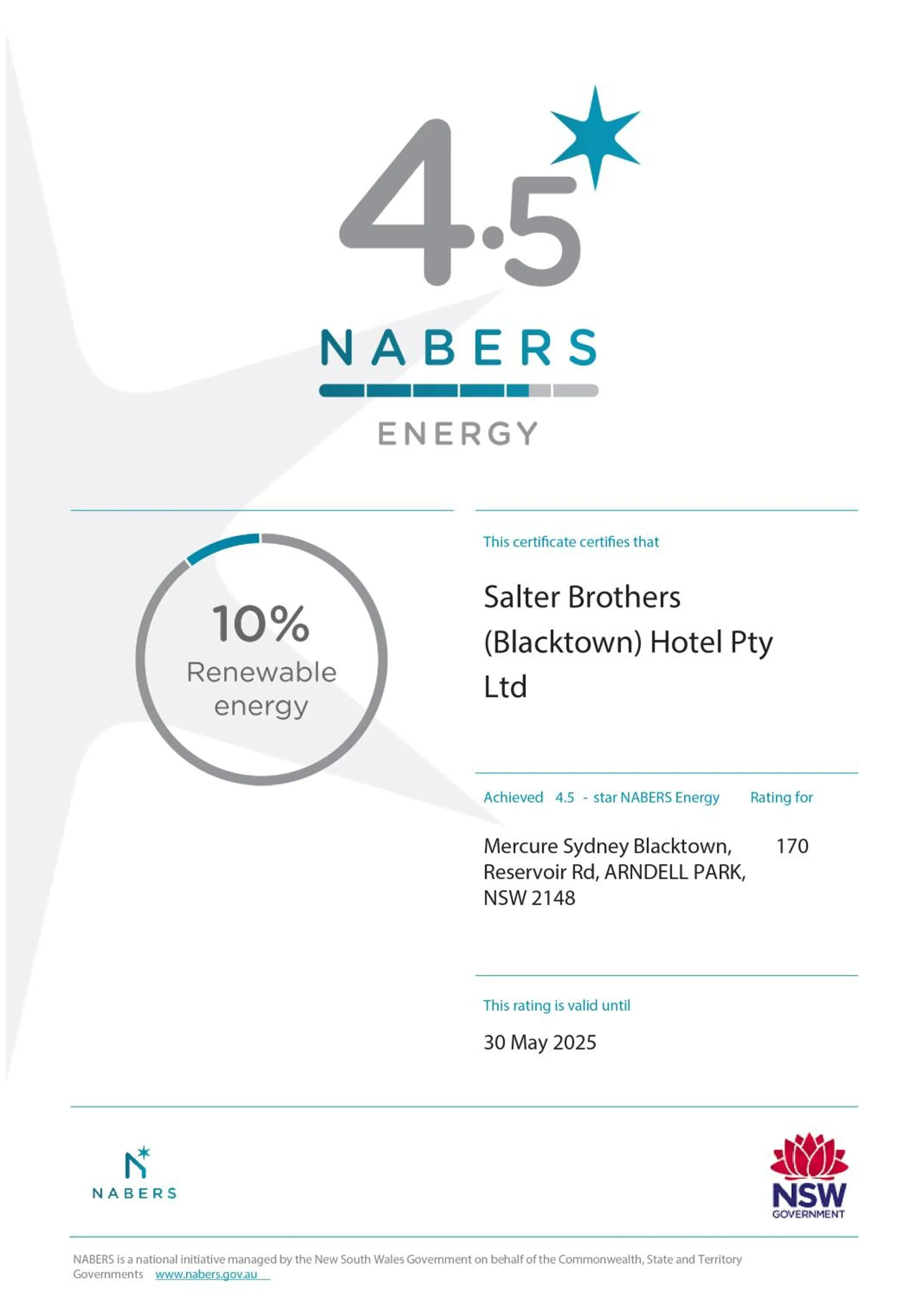 Logo/Certificate/Sign in Mercure Sydney Blacktown