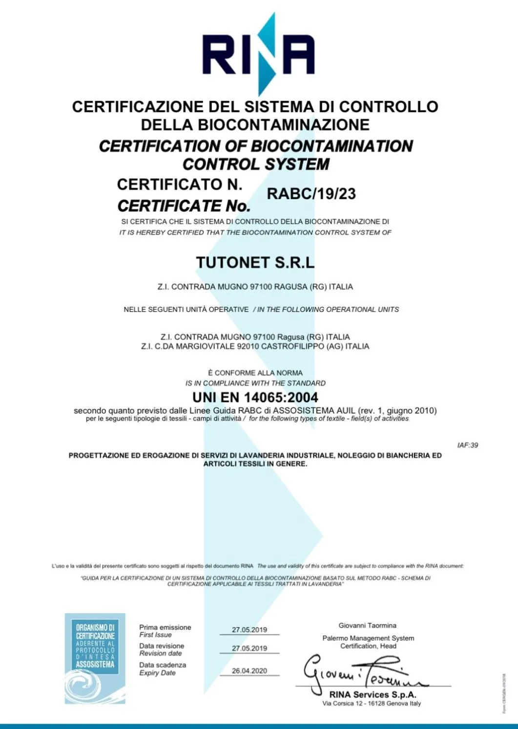 Logo/Certificate/Sign in Sea Beach Pozzallo